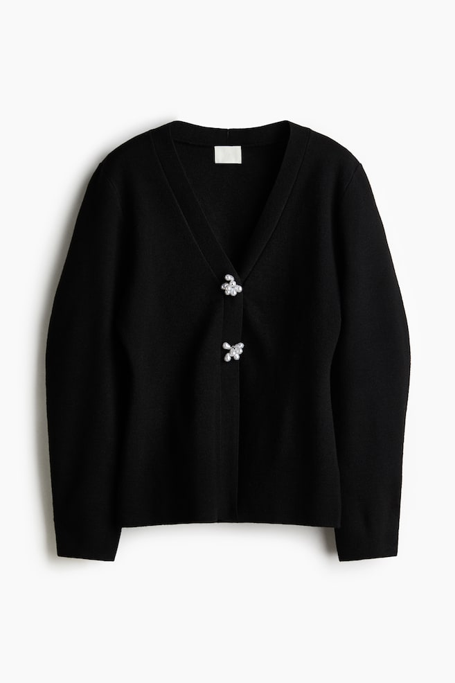 Knit Cardigan - Black/Dark gray melange/Brown - 1