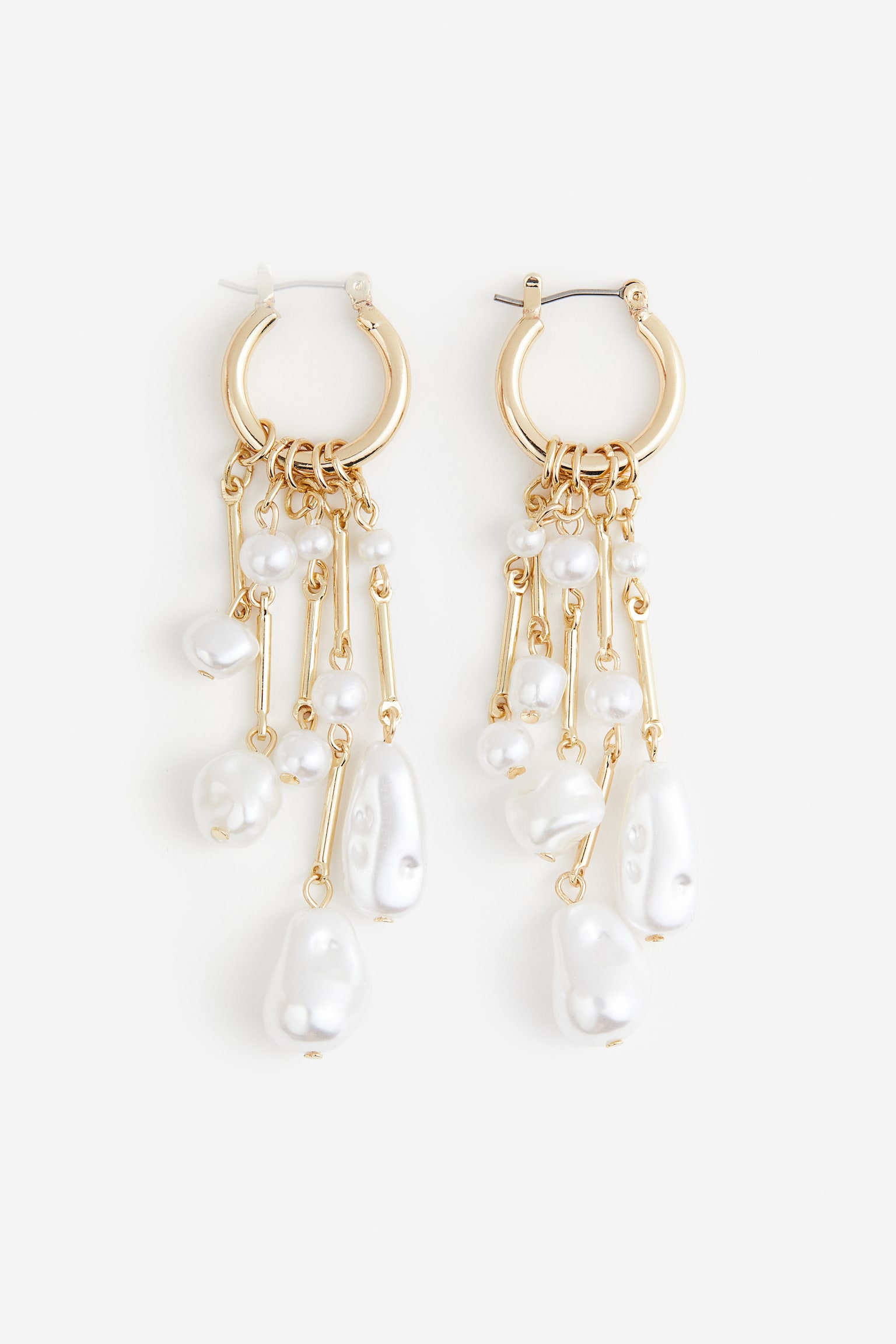 Pendant Earrings - Gold colour/White - 1