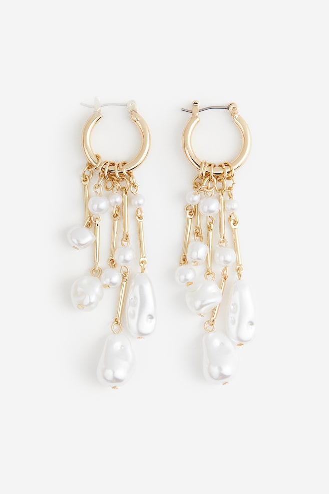 Pendant earrings - Gold-coloured/White/Silver-coloured - 1