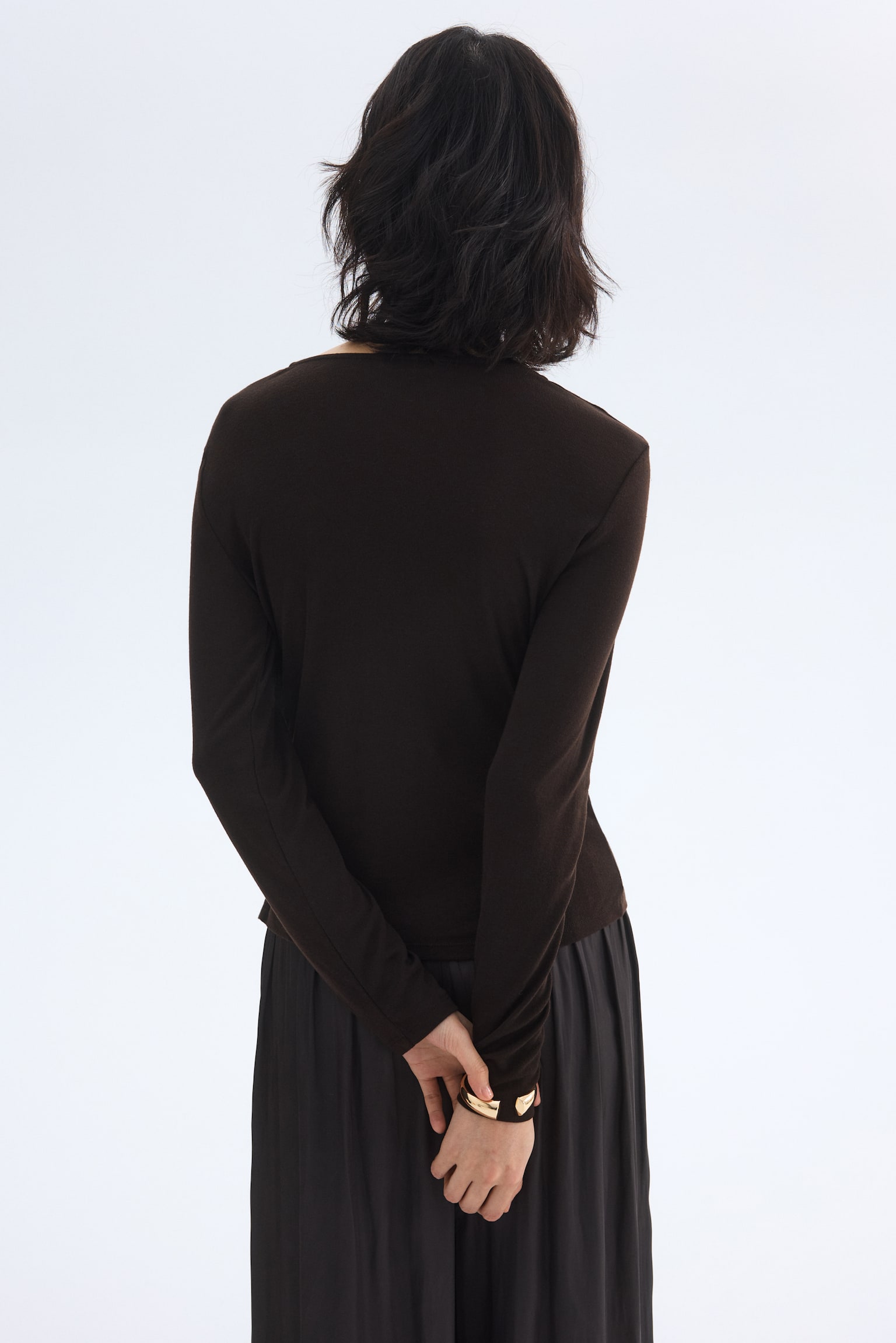 Layered cardigan - Dark brown/Cream/Black - 3