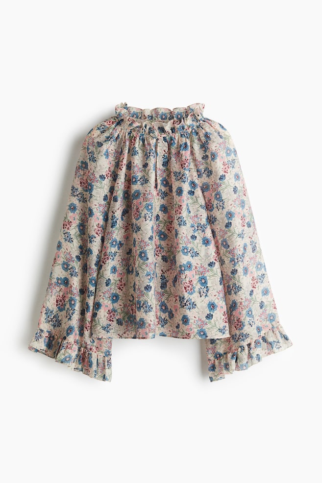 Blouse volantée - Blanc/fleuri - 1
