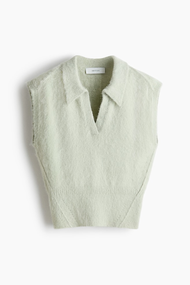 Gilet in misto alpaca - Verde polvere chiaro - 1