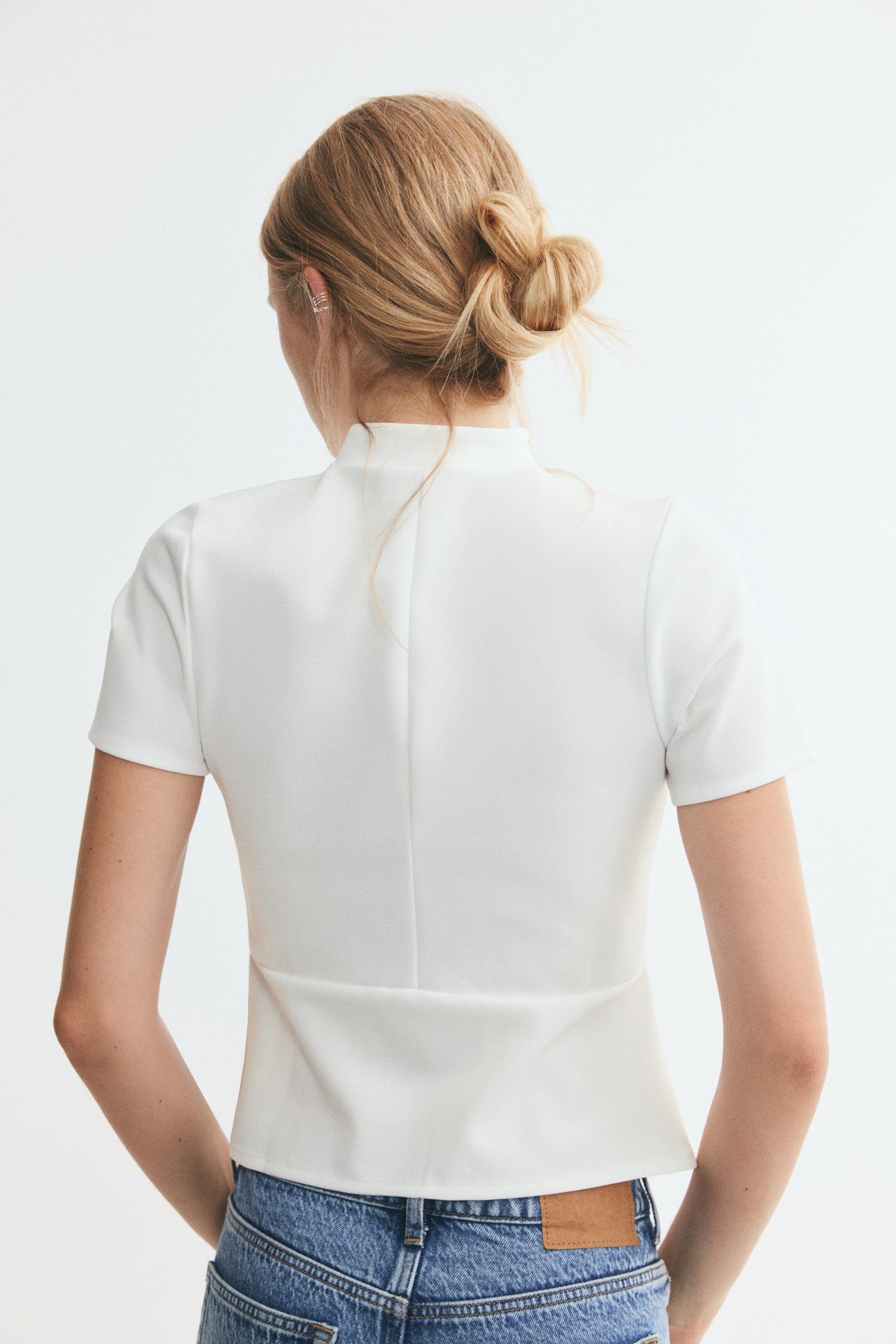Button-Front Peplum Top