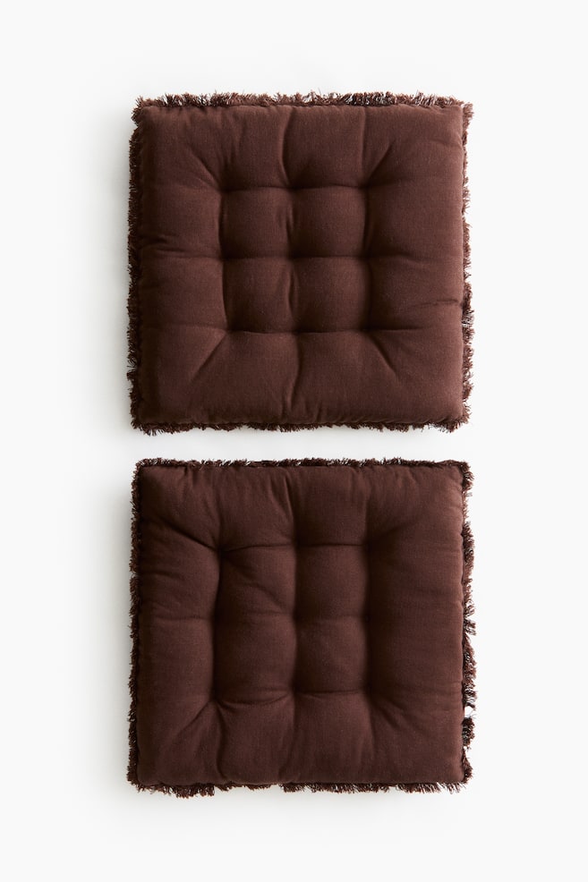 Pack de 2 cojines para silla en mezcla de lino - Marrón oscuro - 1