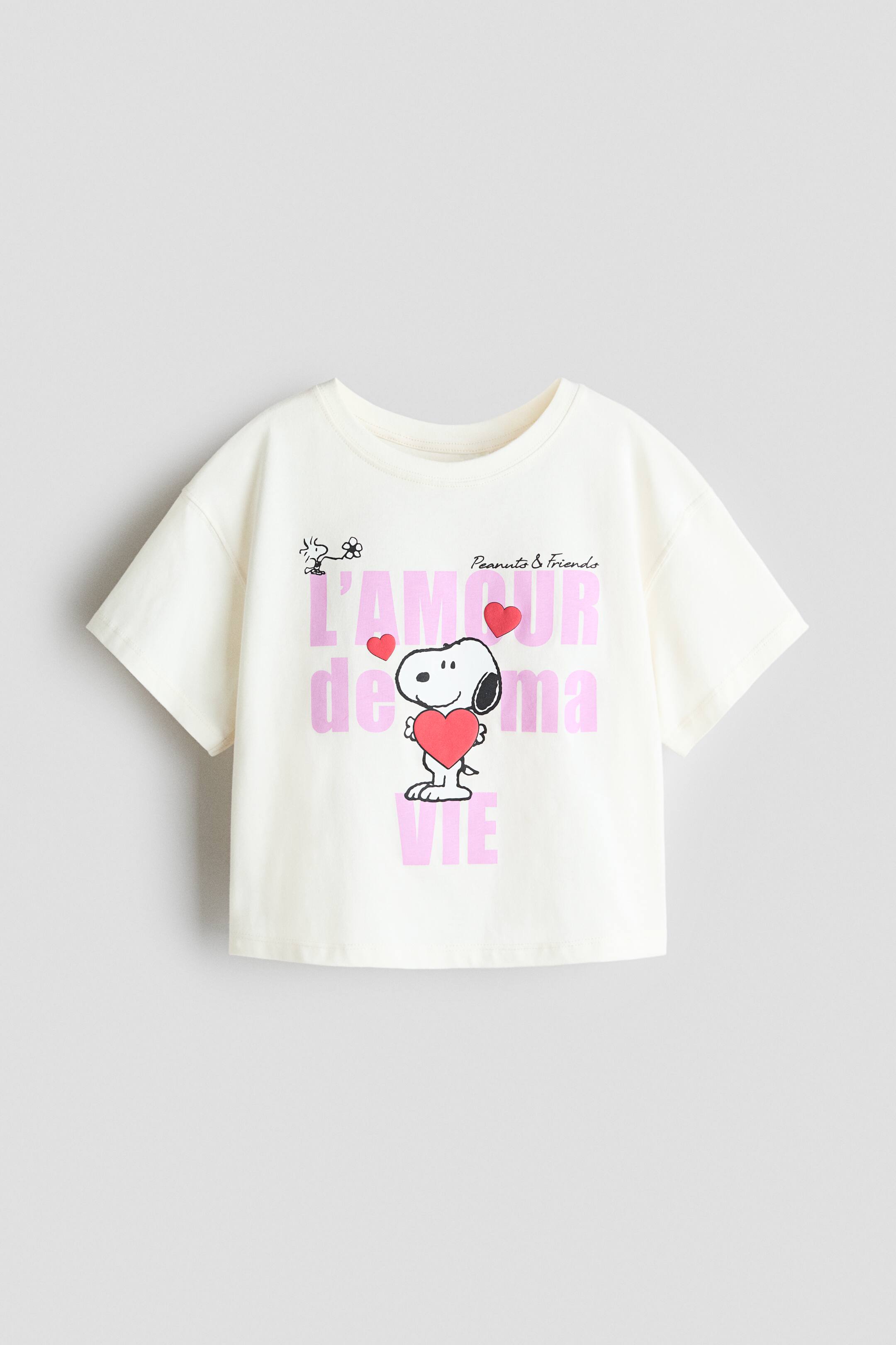 View larger image: Printed cotton T-shirt - Cream/Snoopy - Kids | H&M 1