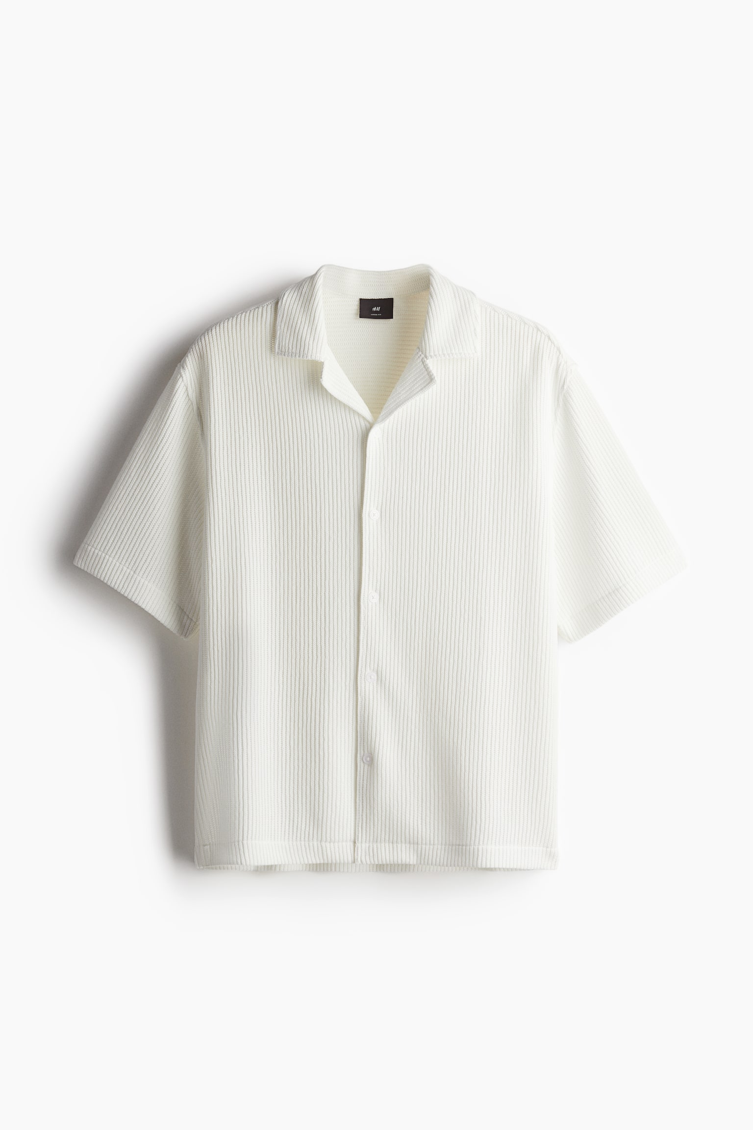 Loose Fit Ribbed resort shirt - White/Black/Mole - 2