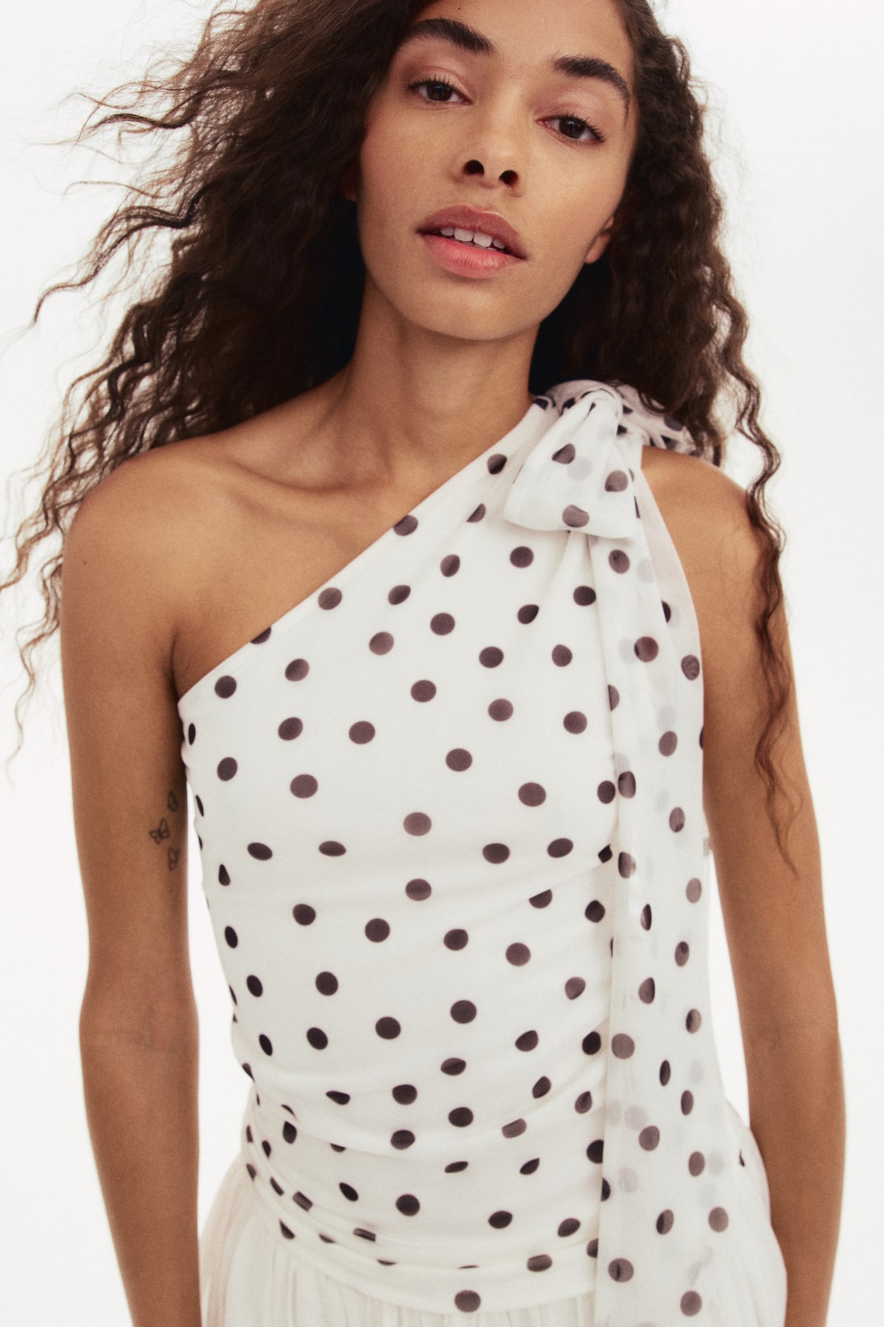 One-Shoulder Mesh Top - image 2