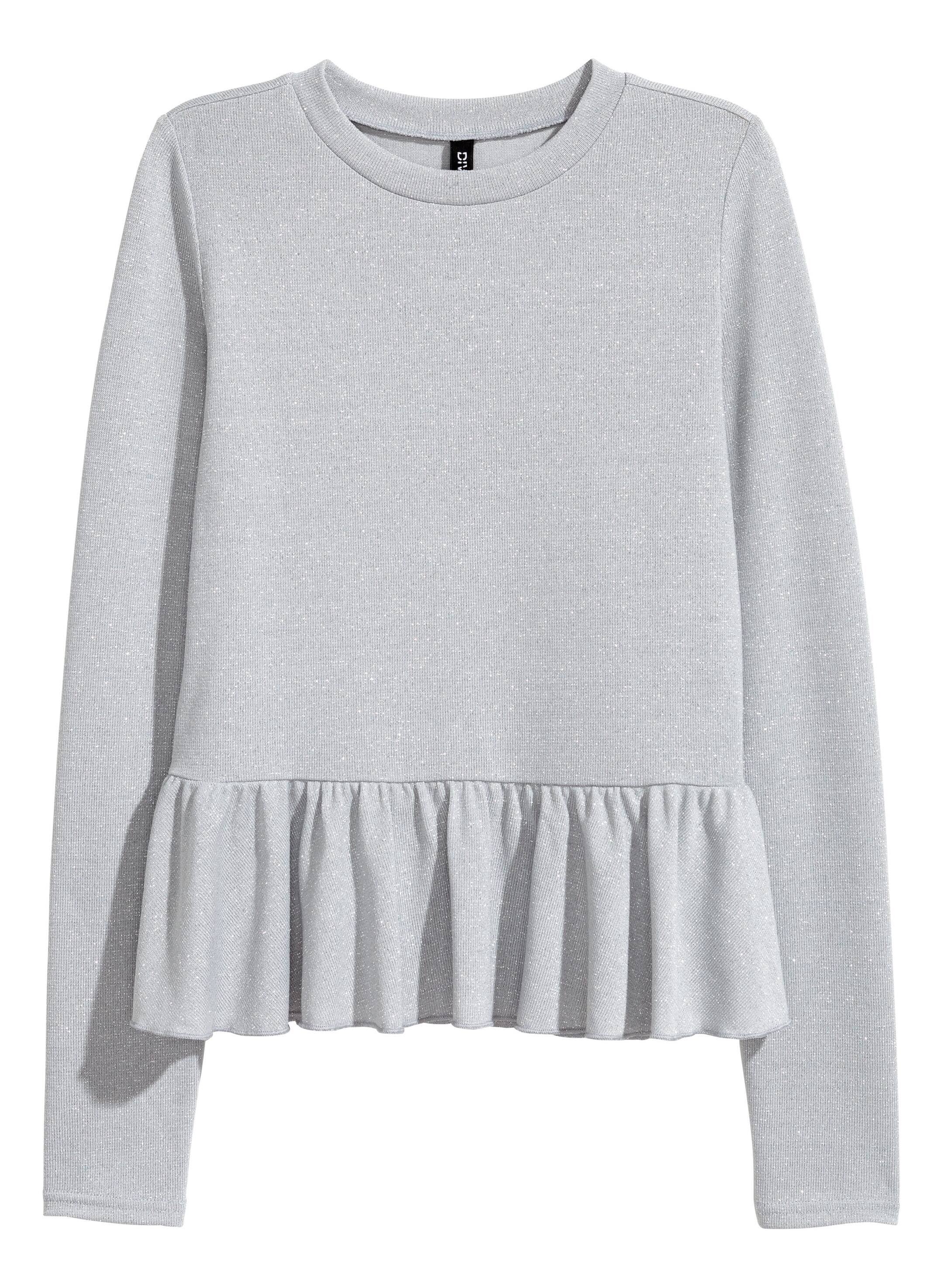 Visa större bild: Glittrig peplumtopp - Ljusgrå/Glittrig - DAM | H&M SE 1