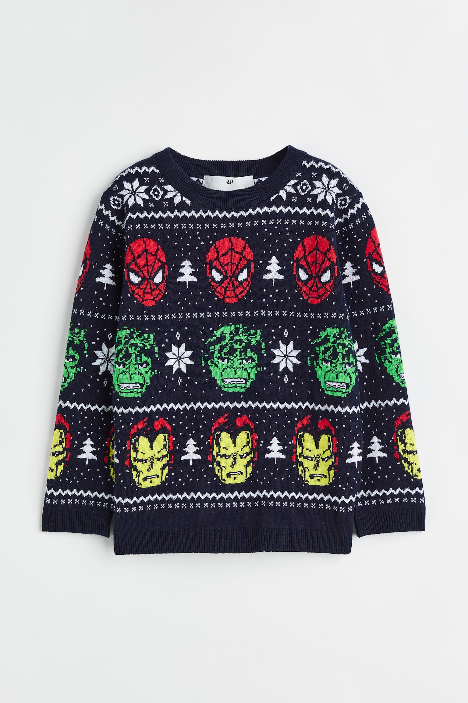 Jacquard Knit Cotton Sweater - Dark blue/Spider-Man/Dark blue/Marvel Comics/Dark blue/The Mandalorian/Green/Pokémon - 1