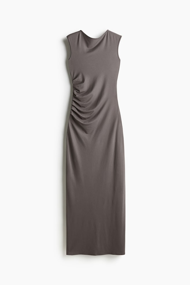 Draped bodycon dress - Dark grey/Black/Dark brown - 1