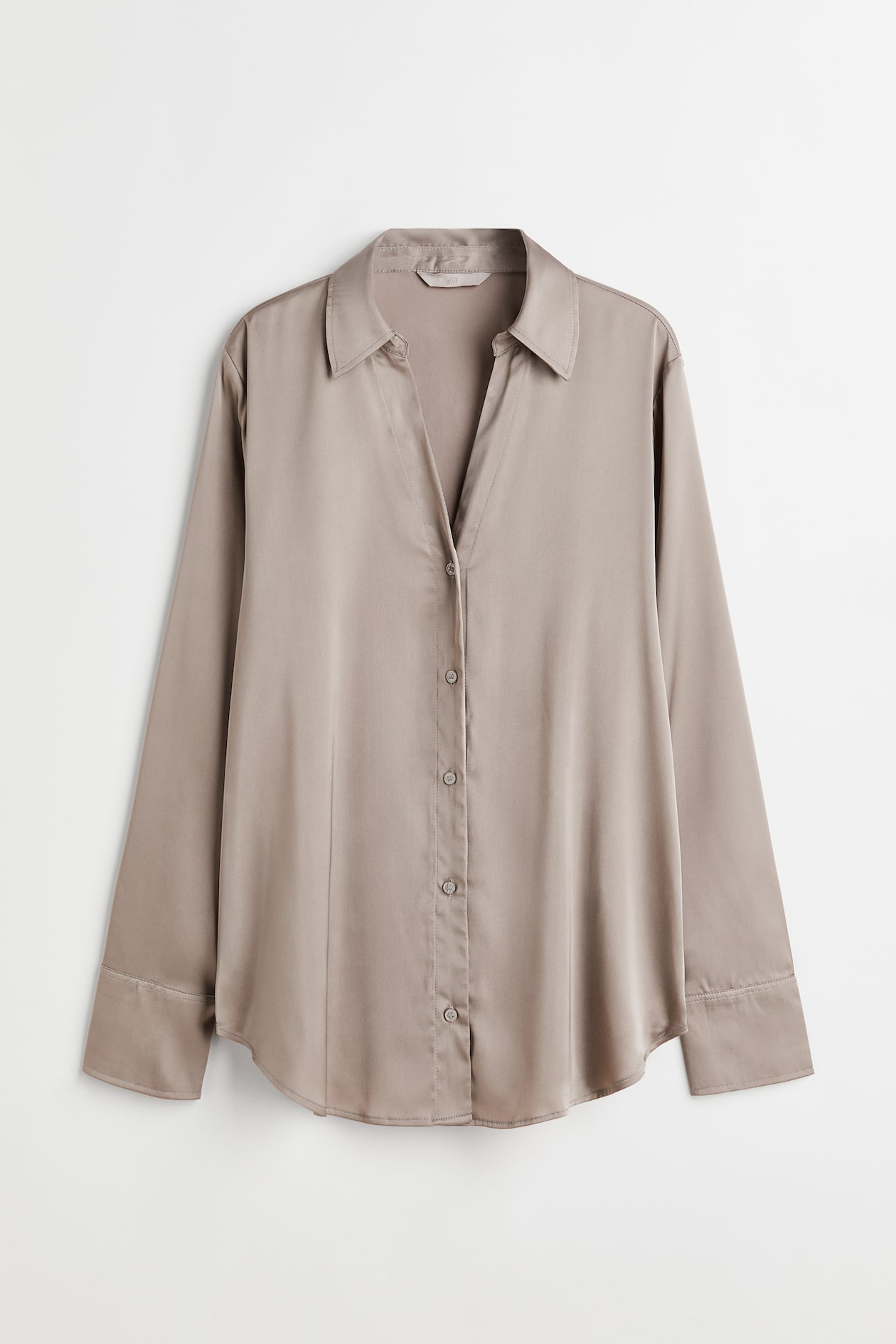 V-neck blouse - V-neck - Long sleeve - Greige - Ladies | H&M GB