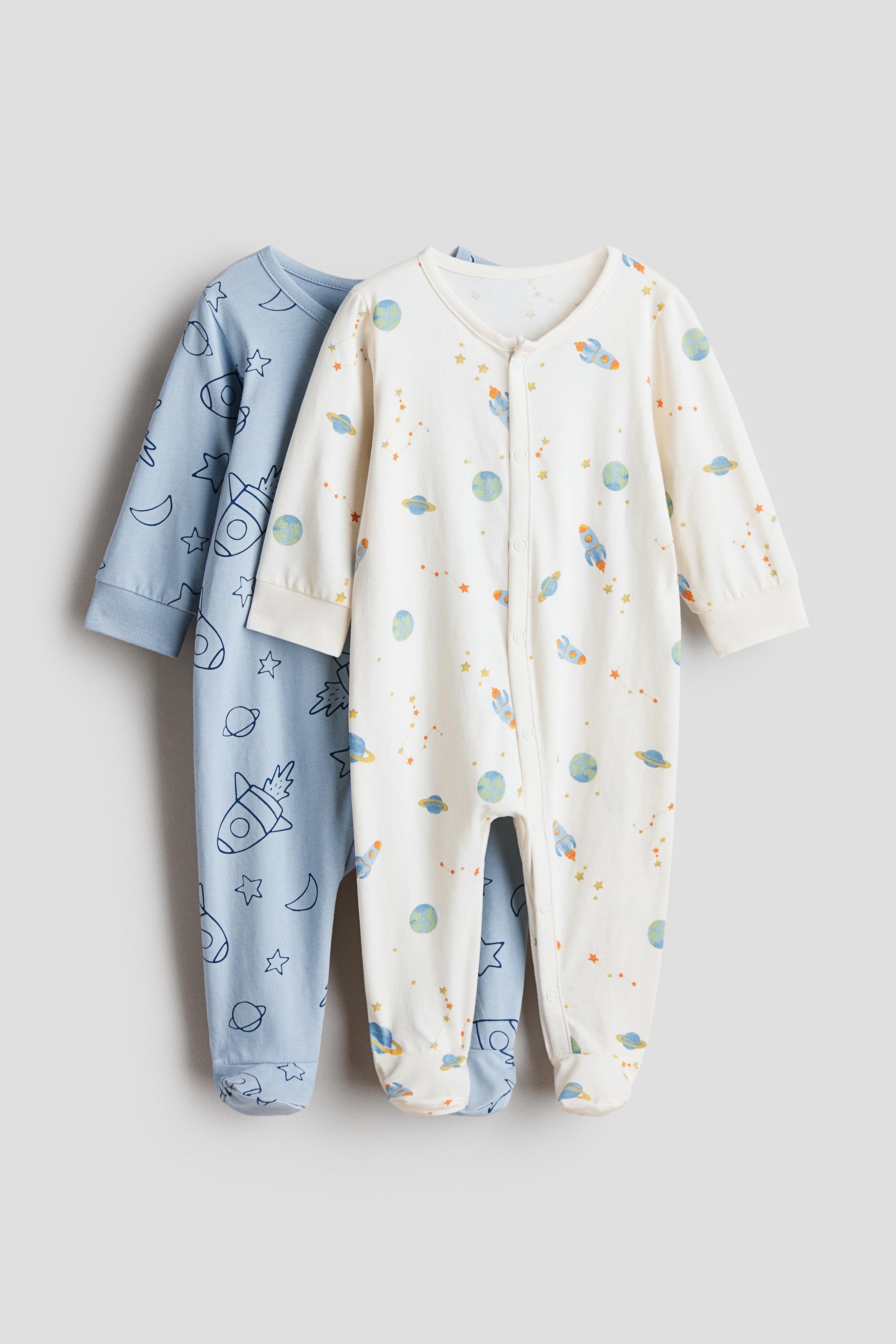 H & M - 2er-Pack Schlafanzüge aus Baumwolle - Blau - Kinder