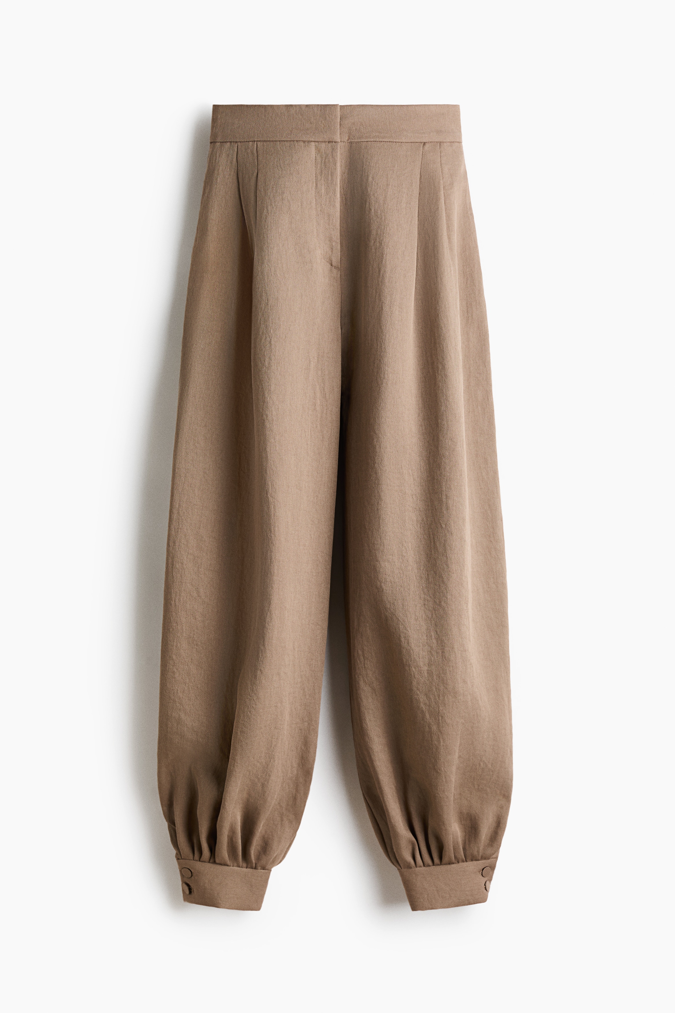 Pantaloni modello balloon in twill - Beige scuro/Nero/Marrone scuro