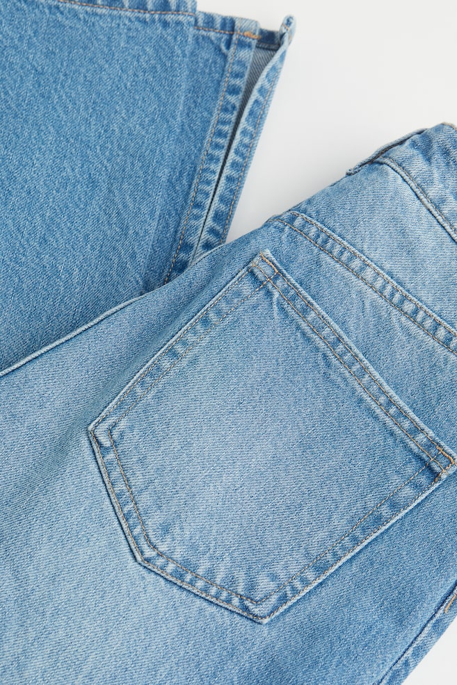 Straight High Split Jeans - Denimblå - 2