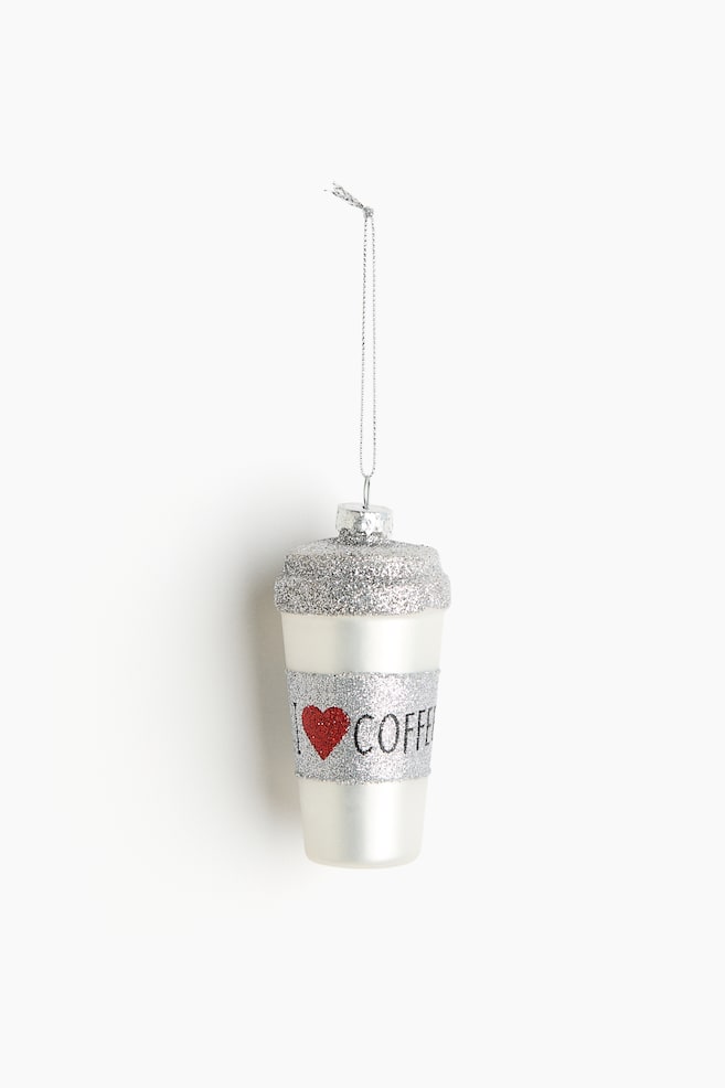 Glass Christmas decoration - Silver-coloured/Coffee cup/Dark beige/House/White/Skate/Silver-coloured/Moka pot/Gold-coloured/Boots/White/Mitten/Gold-coloured/Cable car/Gold-coloured/Skis/Red/Hot cocoa/Gold-coloured/Bobble hat/Silver-coloured/Caviar tin/Dark beige/Croissant - 1