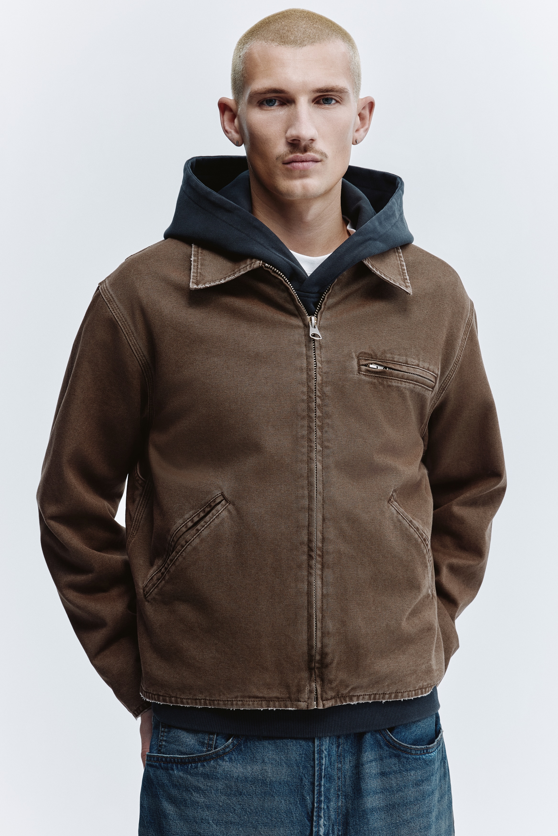 Canvas jacket - Khaki green/Light beige