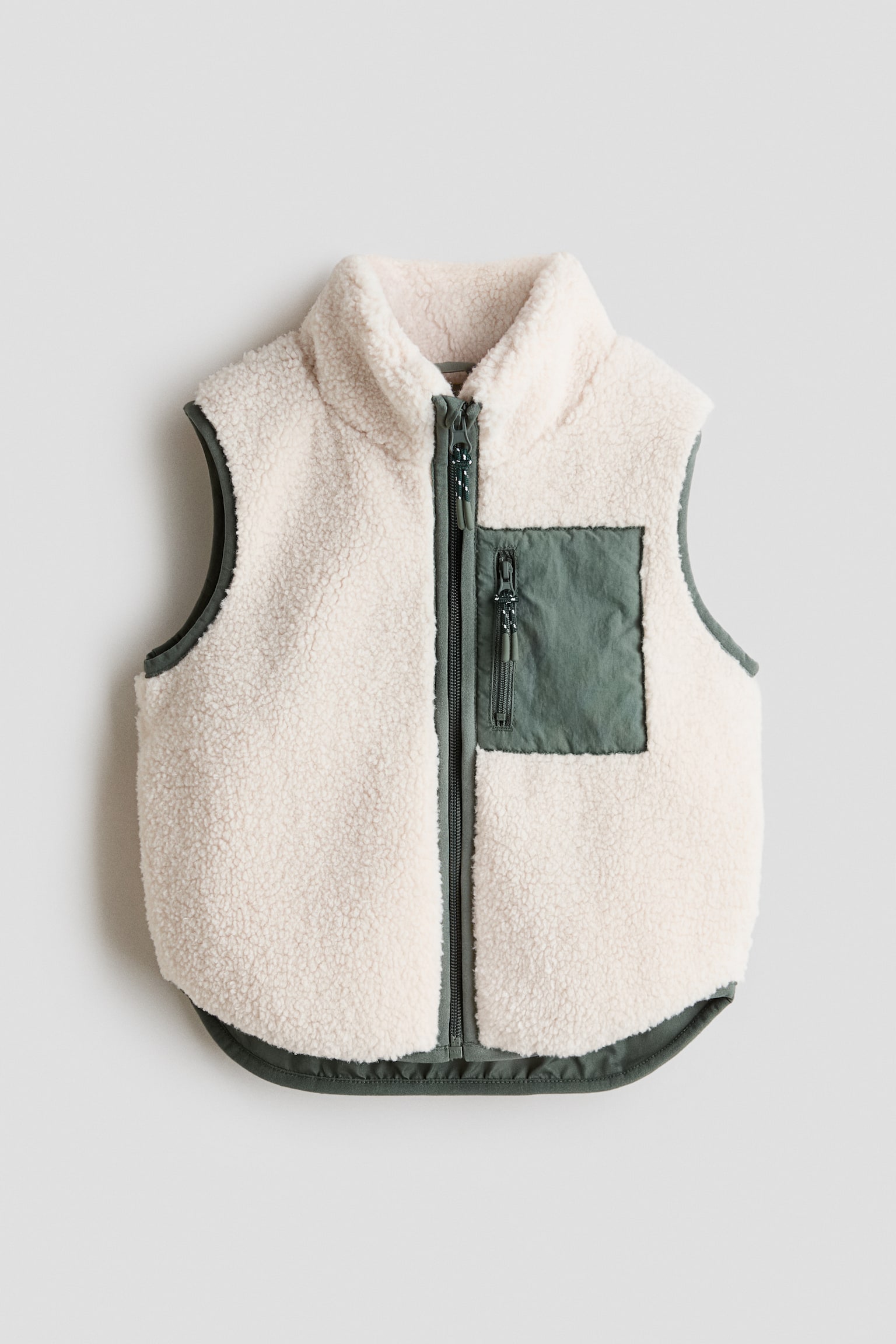 Teddy gilet - Light beige/Dark green/Dark brown
