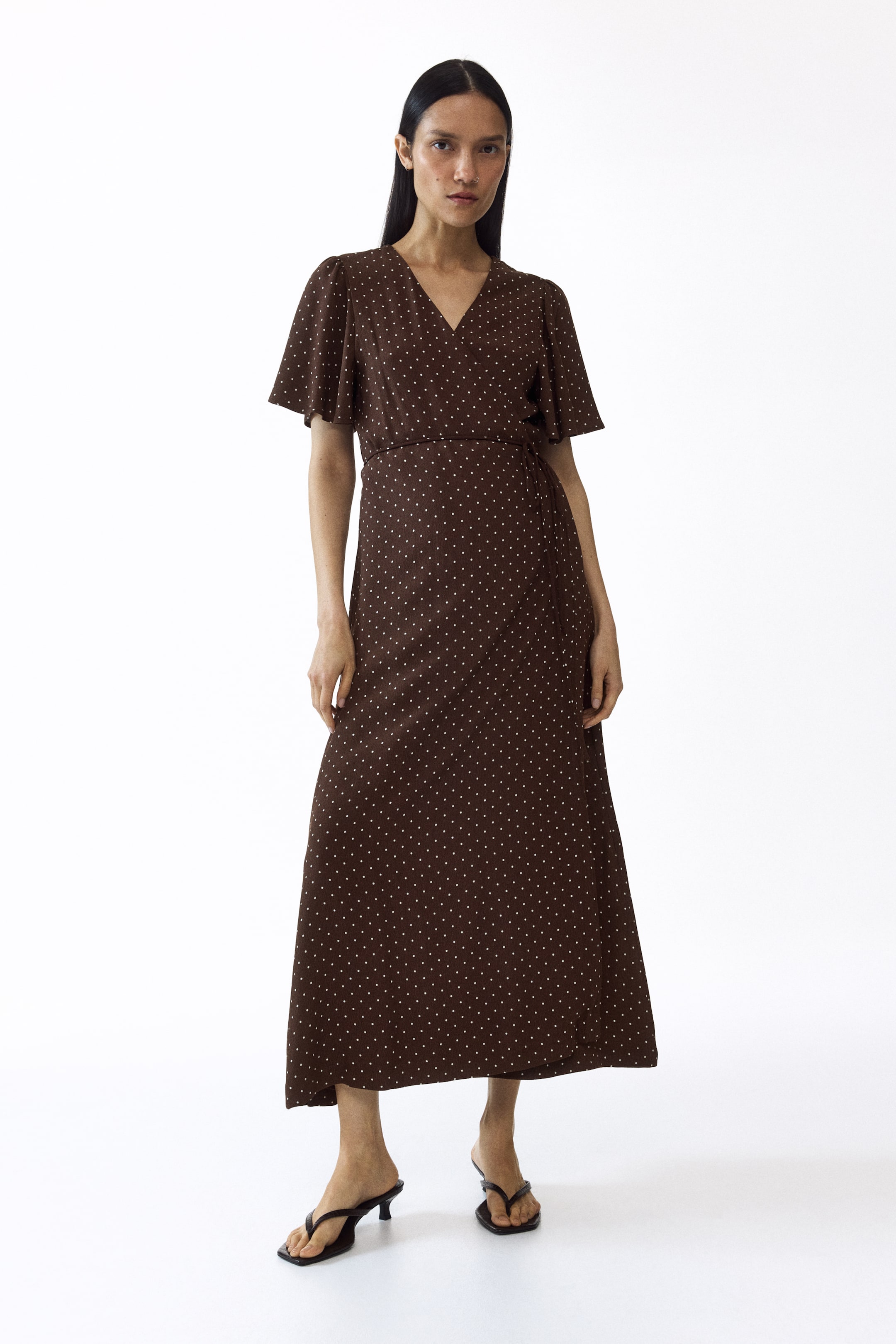 View larger image: MAMA Nursing wrap dress - Dark brown/Polka dot - Ladies | H&M 1