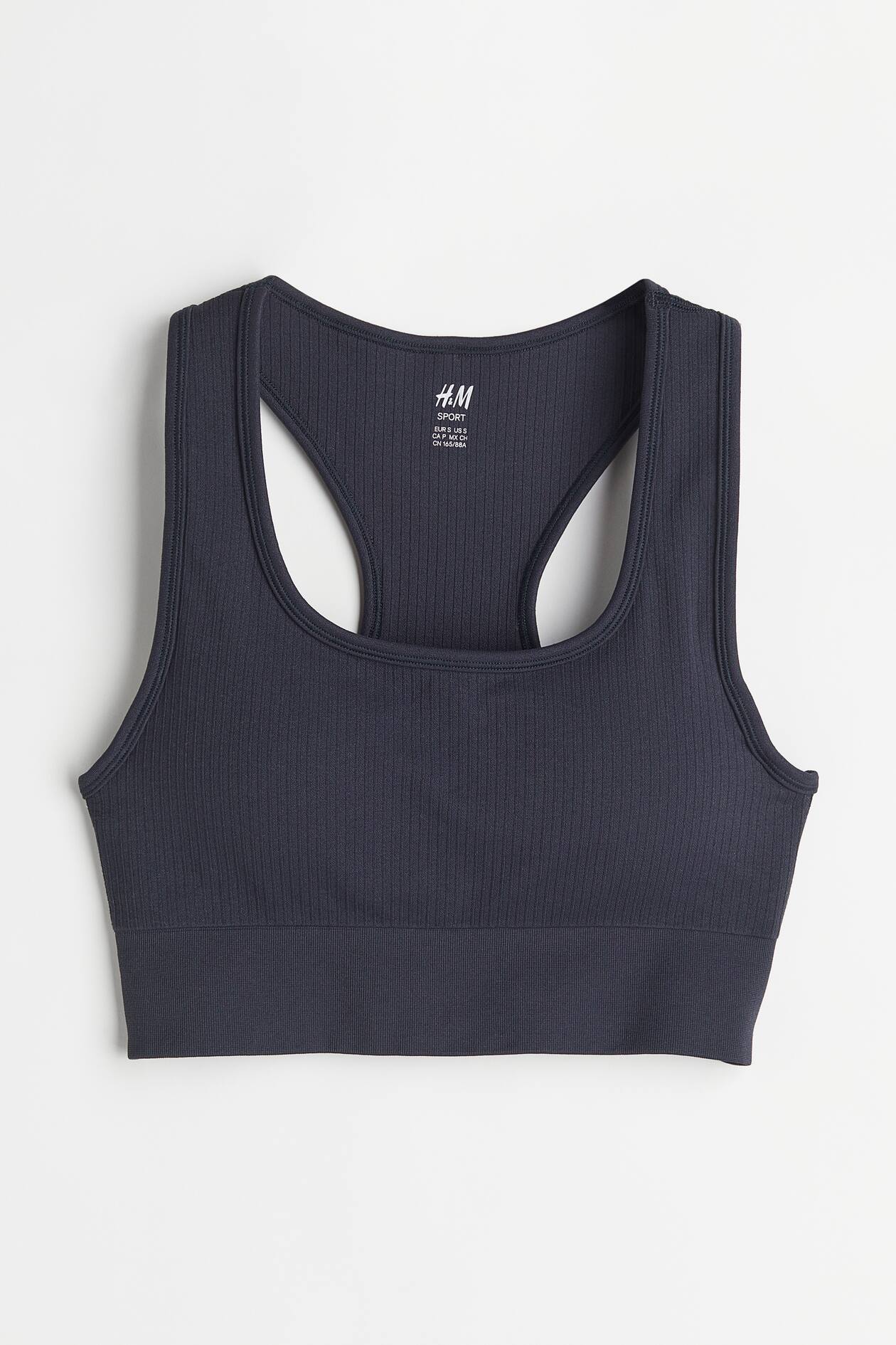 DryMove™ Seamless Sports bra Short Navy blue Ladies H&M GB
