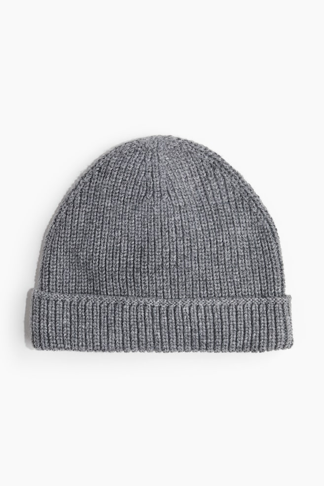 Gorro beanie en punto de canalé - Gris oscuro jaspeado/Burdeos/Azul marino - 1