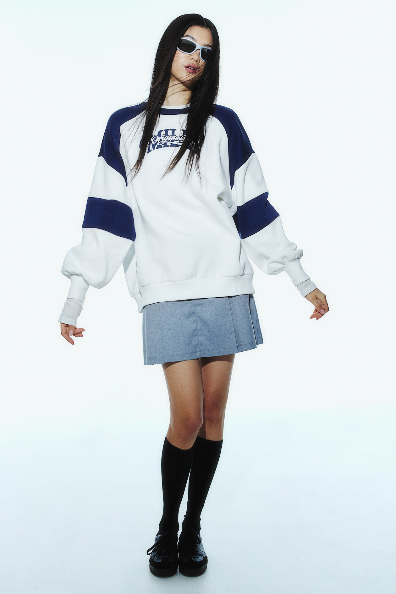 Oversized Printed Sweatshirt - White/Smiley® - Ladies | H&M US