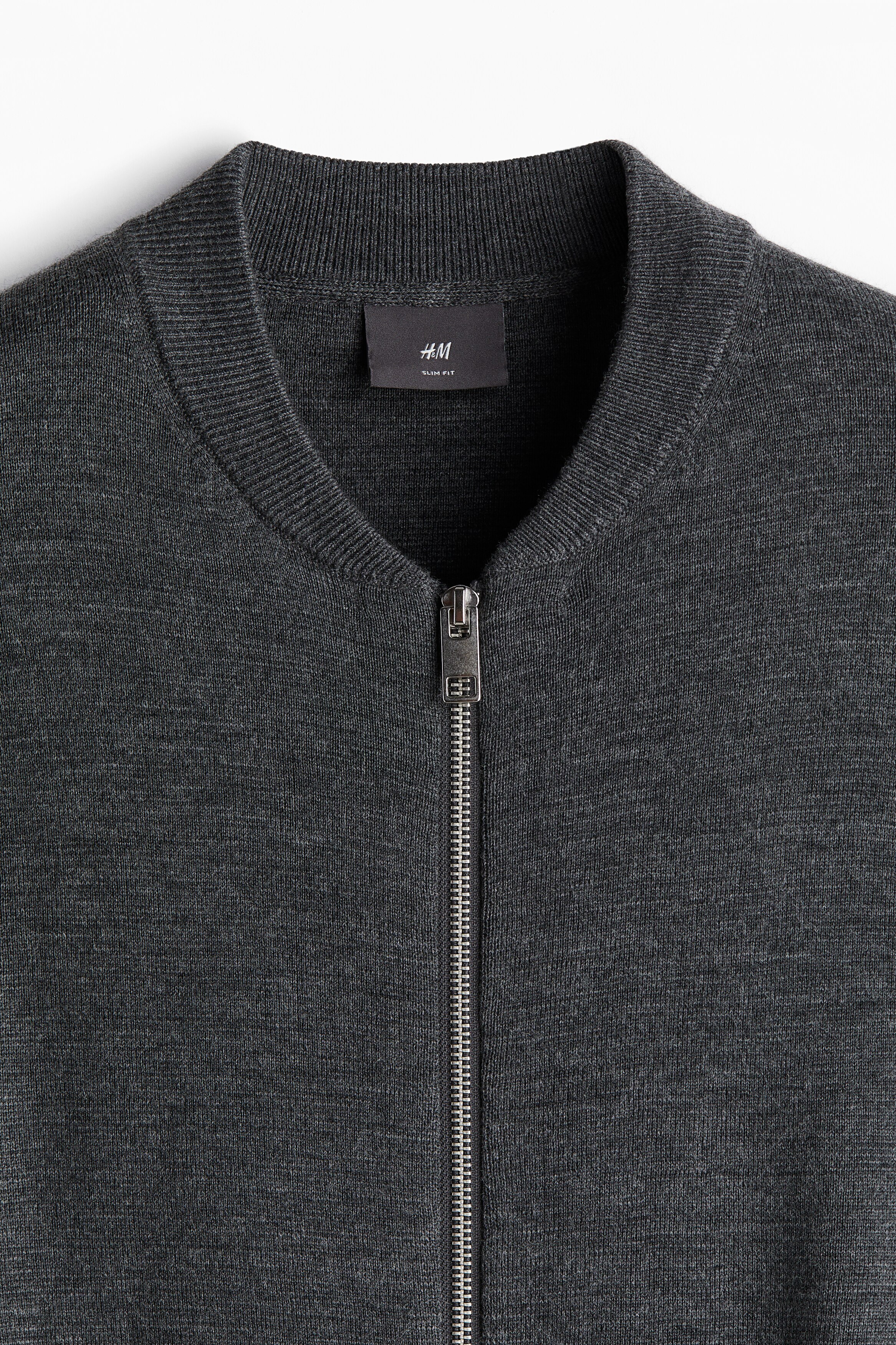 Slim Fit Bomber-style fine-knit cardigan