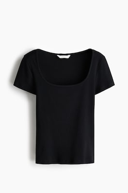 Ribbad T-shirt i bomull