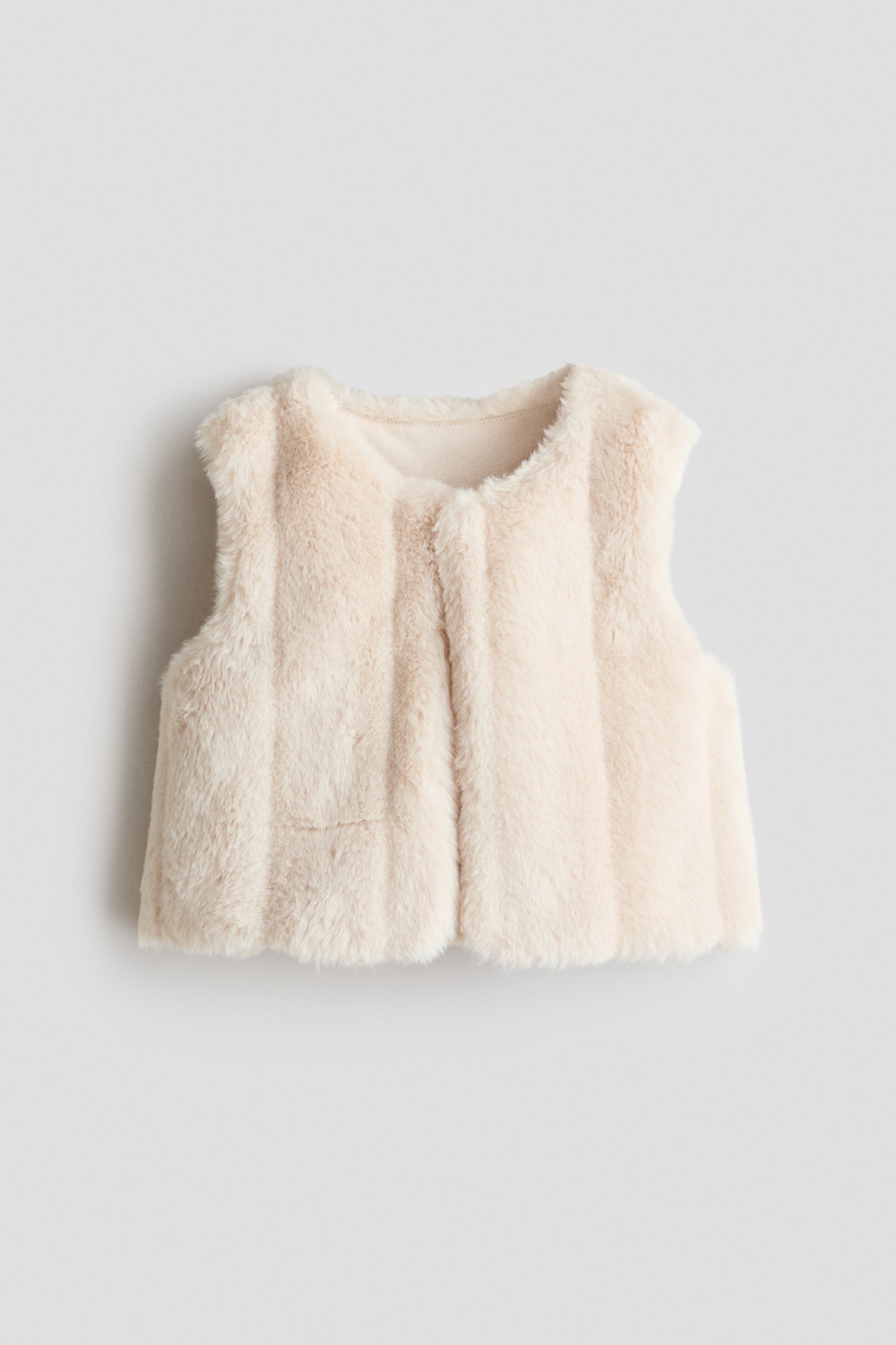Veste sans manches duveteuse - Beige clair