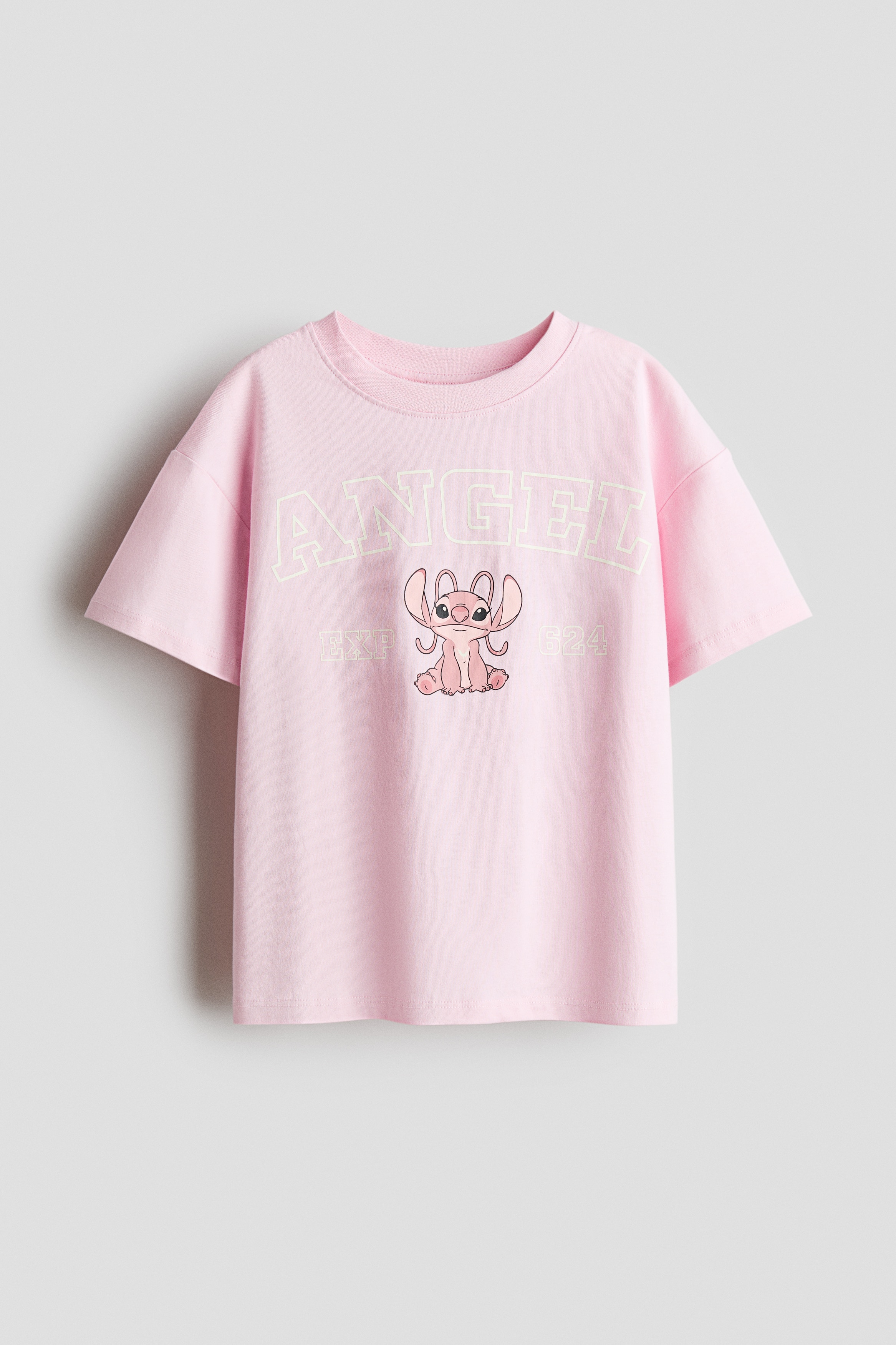 Cotton T-Shirt with Printed Motif - Pink/Lilo & Stitch - Kids | H&M US