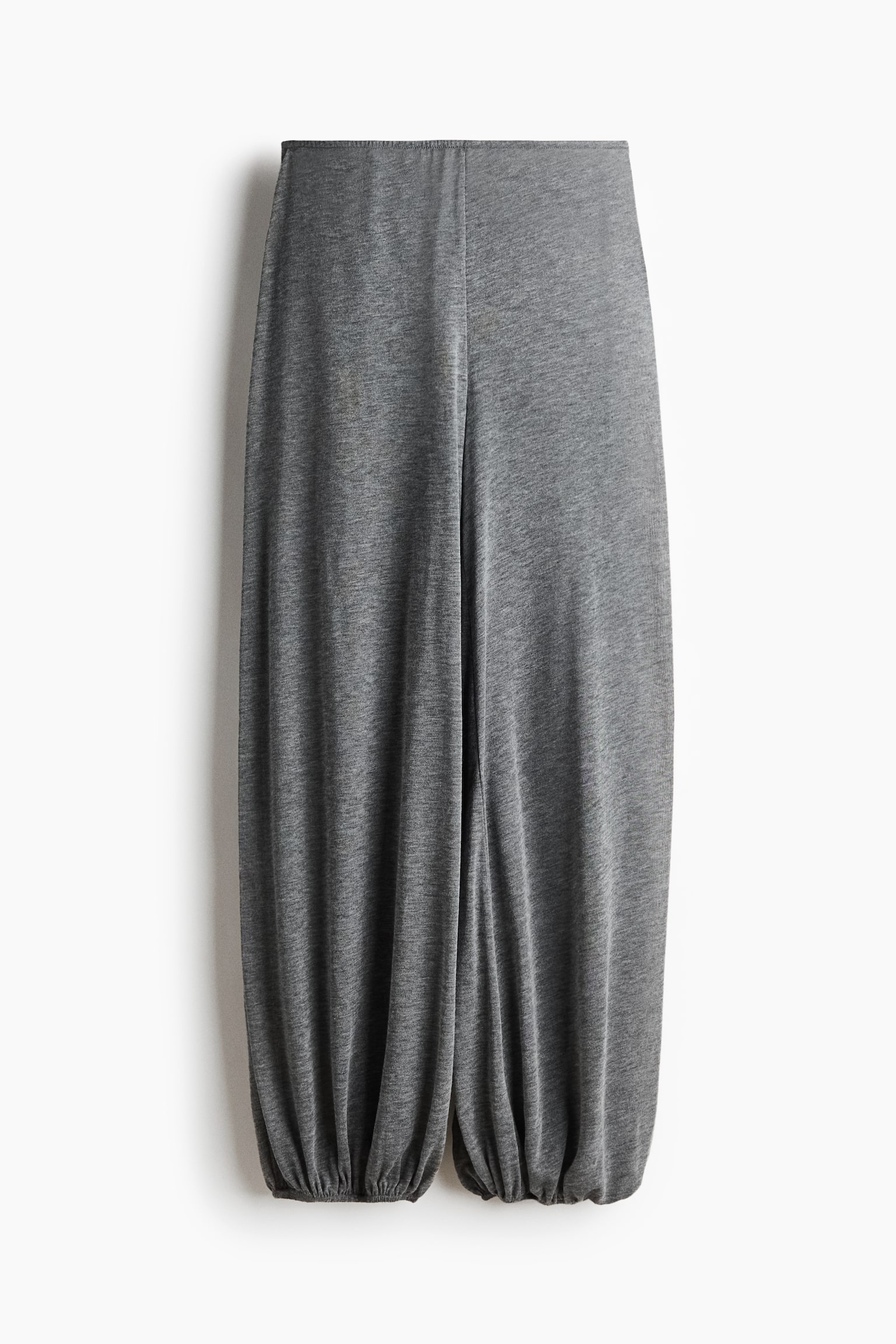 Pantaloni bufanți tricotați - Gri-melanj - 1