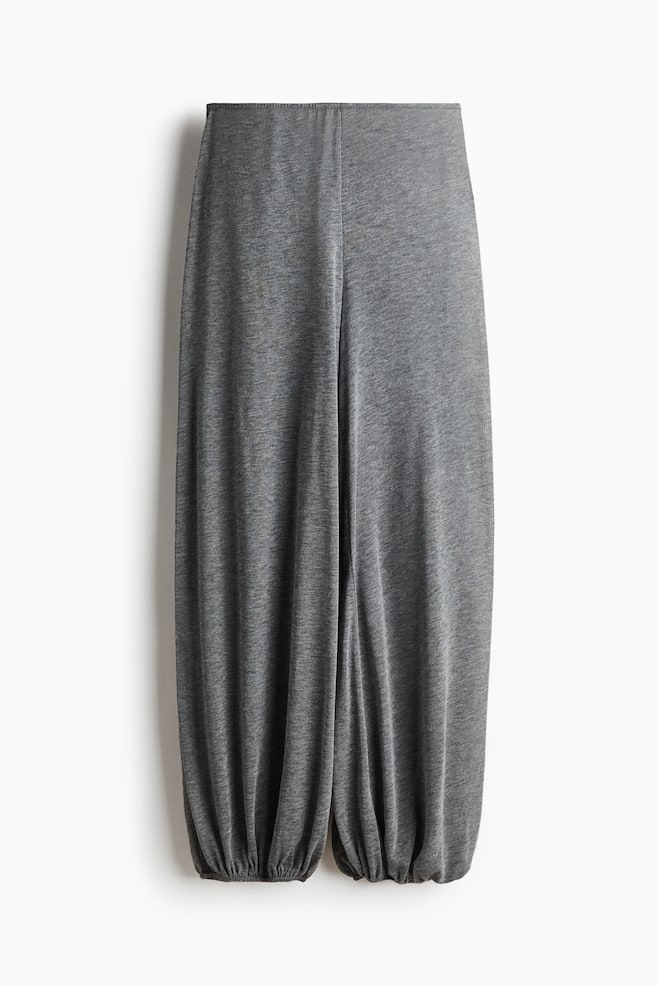 Pantaloni bufanți tricotați - Gri-melanj - 1