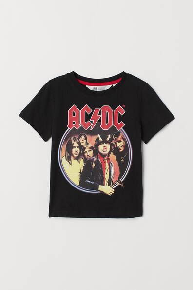 T-shirt with Printed Design - Round Neck - Short sleeve - Black/AC/DC ...