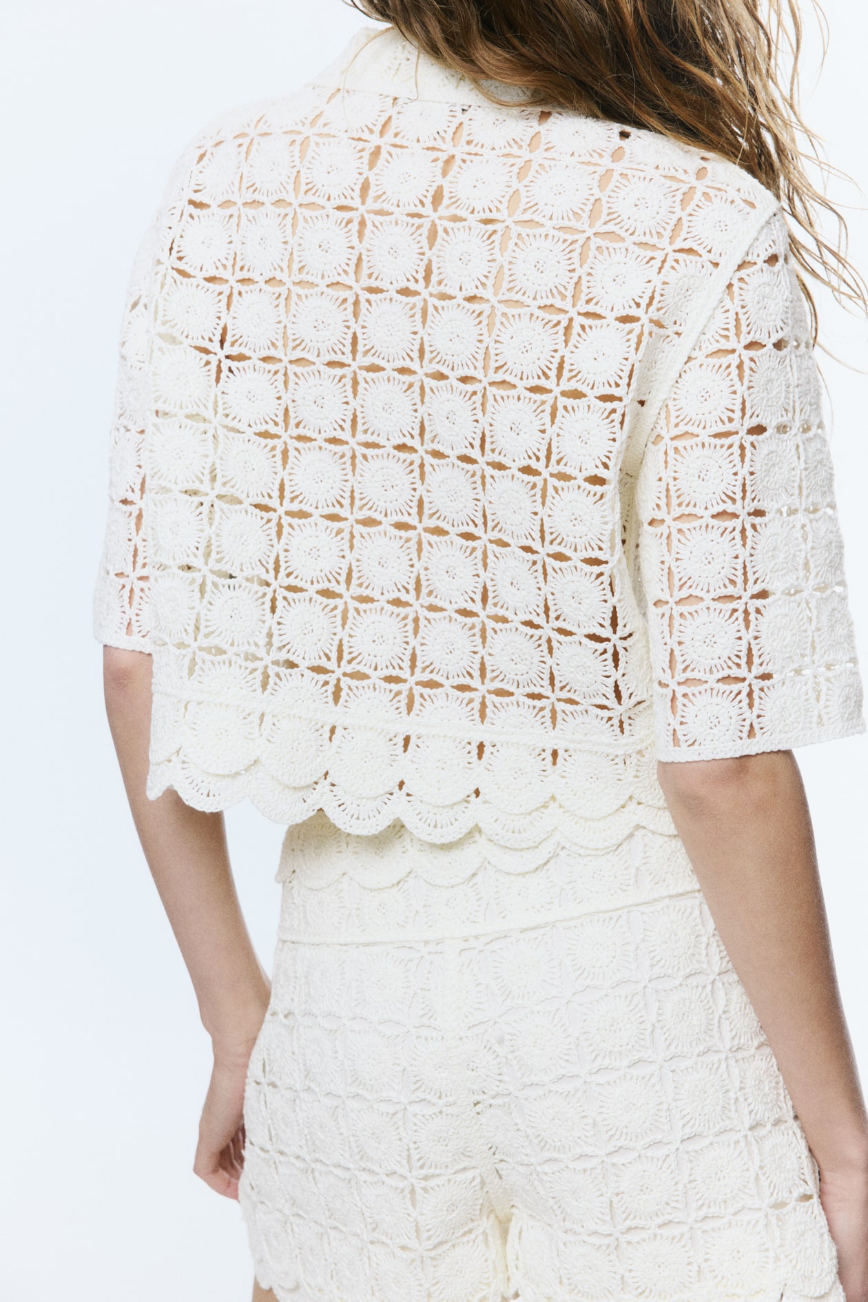 Tie-Front Crochet-Look Shirt - image 5