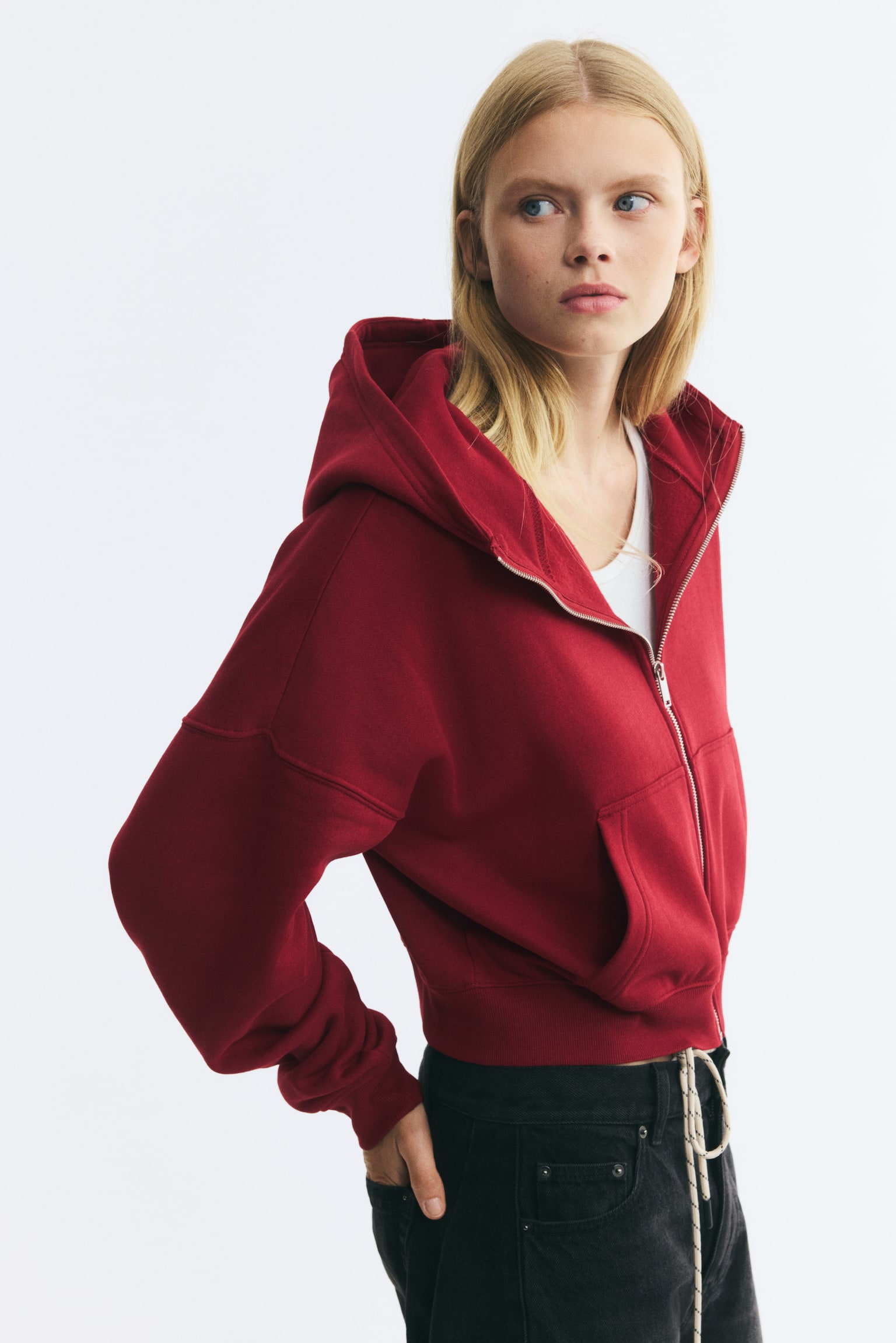 Женская куртка H&M Hooded, цвет: Тёмный красный — фото 3