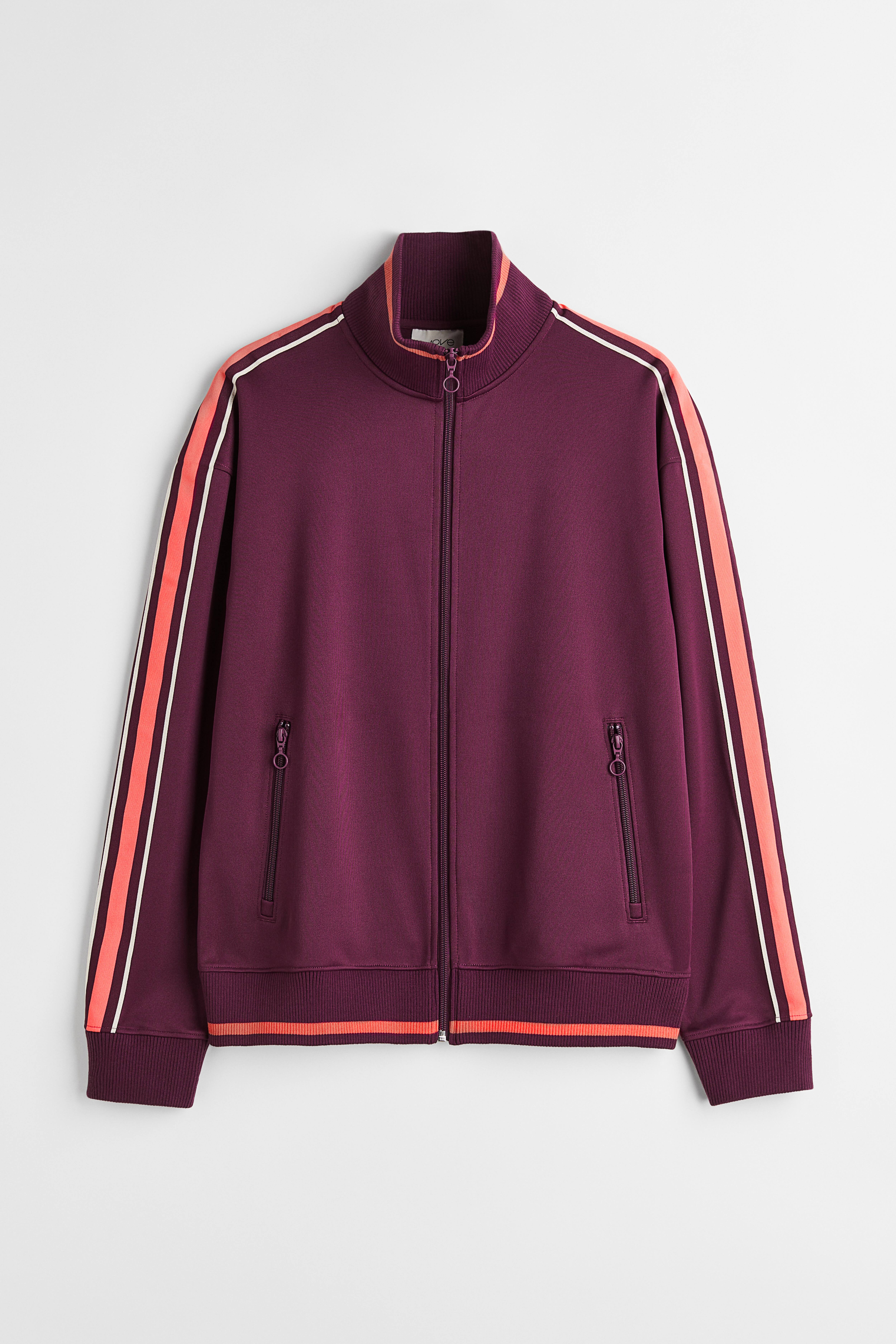 Track Jacket with Side Stripes - Burgundy - Men | H&M US