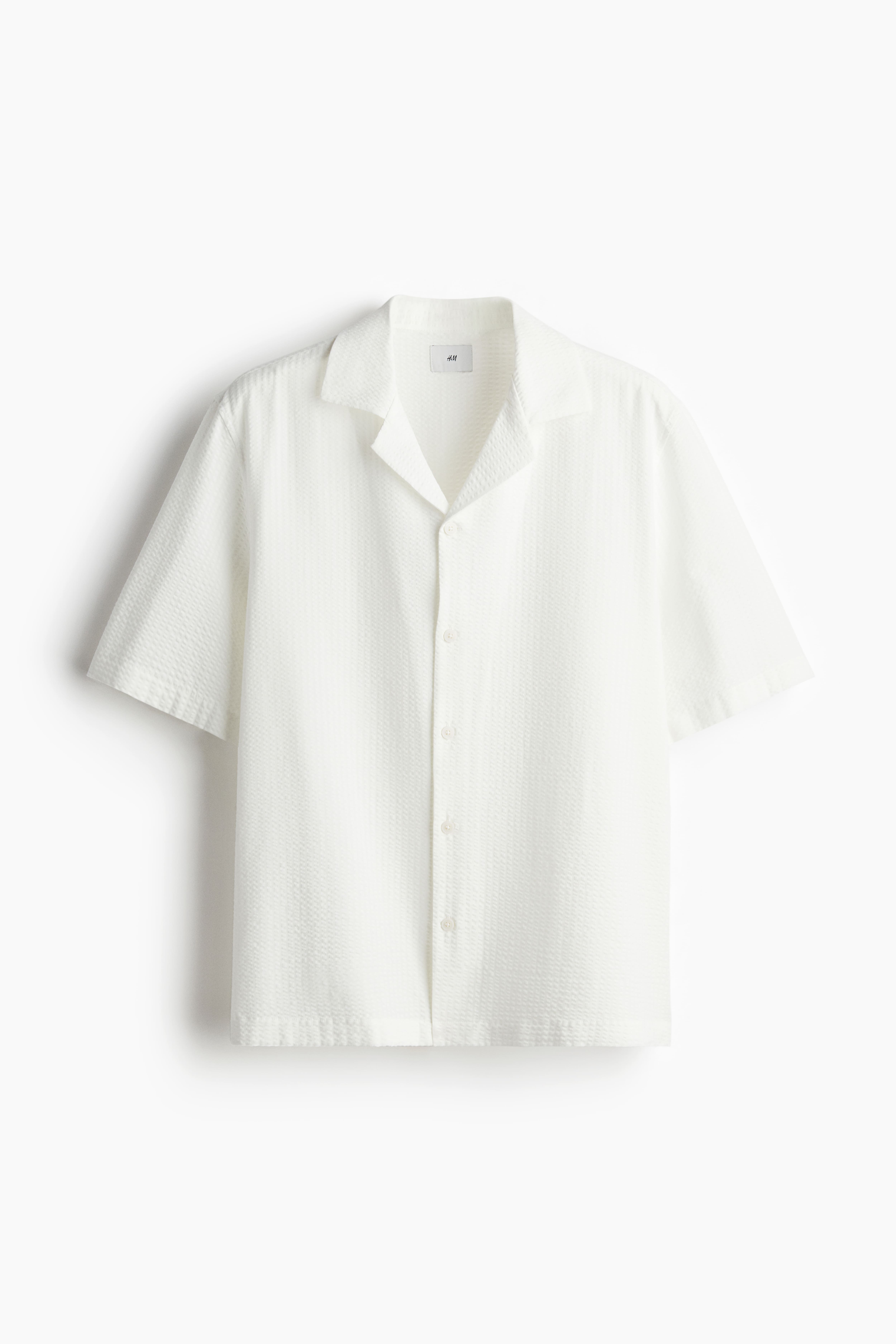 Cotton-Blend Seersucker Shirt - White - Men | H&M US