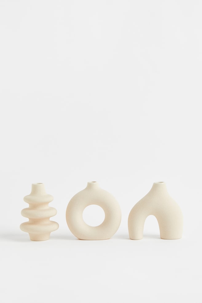 3-pack mini stoneware vases - Light beige - 1