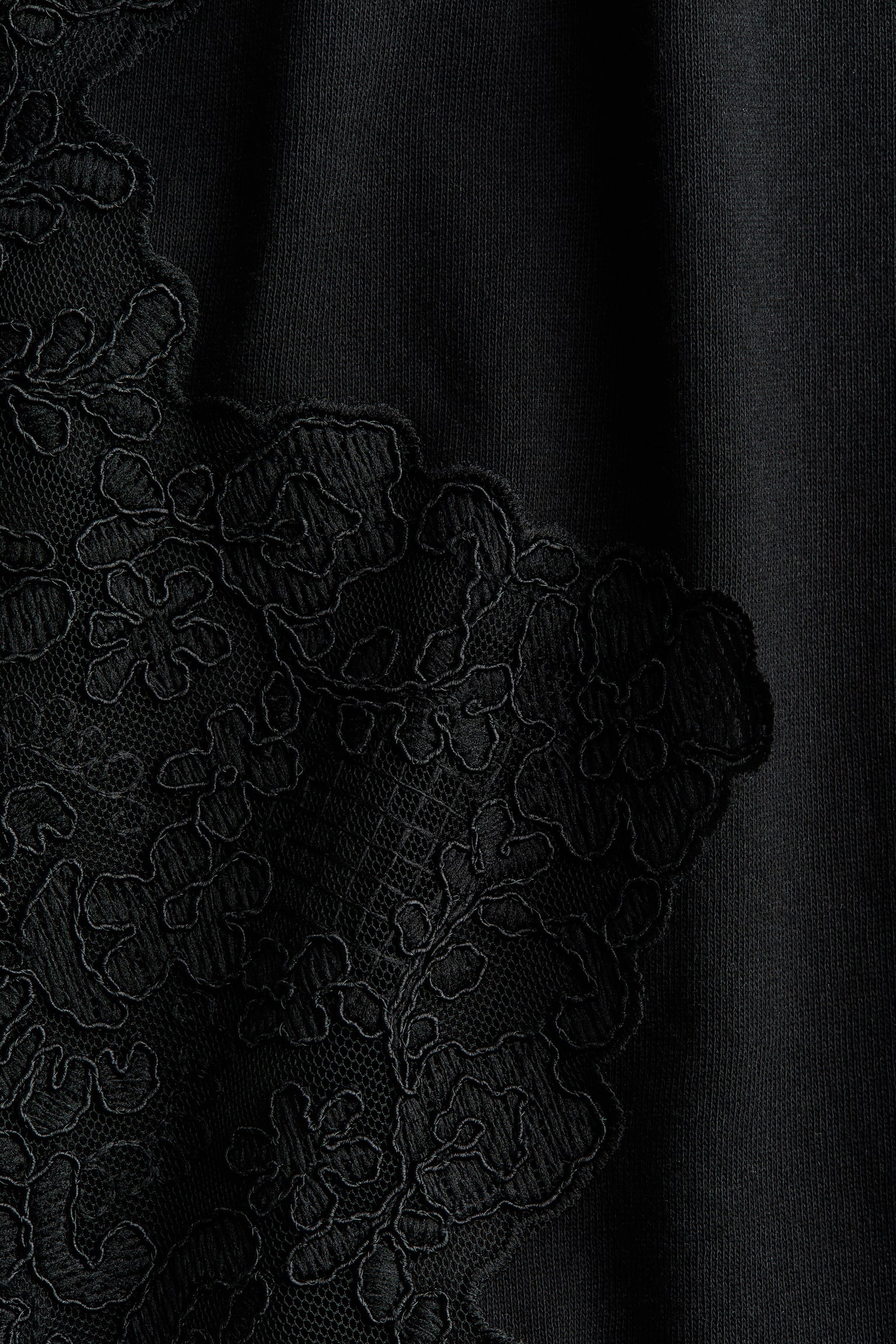 Женская футболка H&M Lace-Inset Cotton, цвет: Чёрный — фото 5