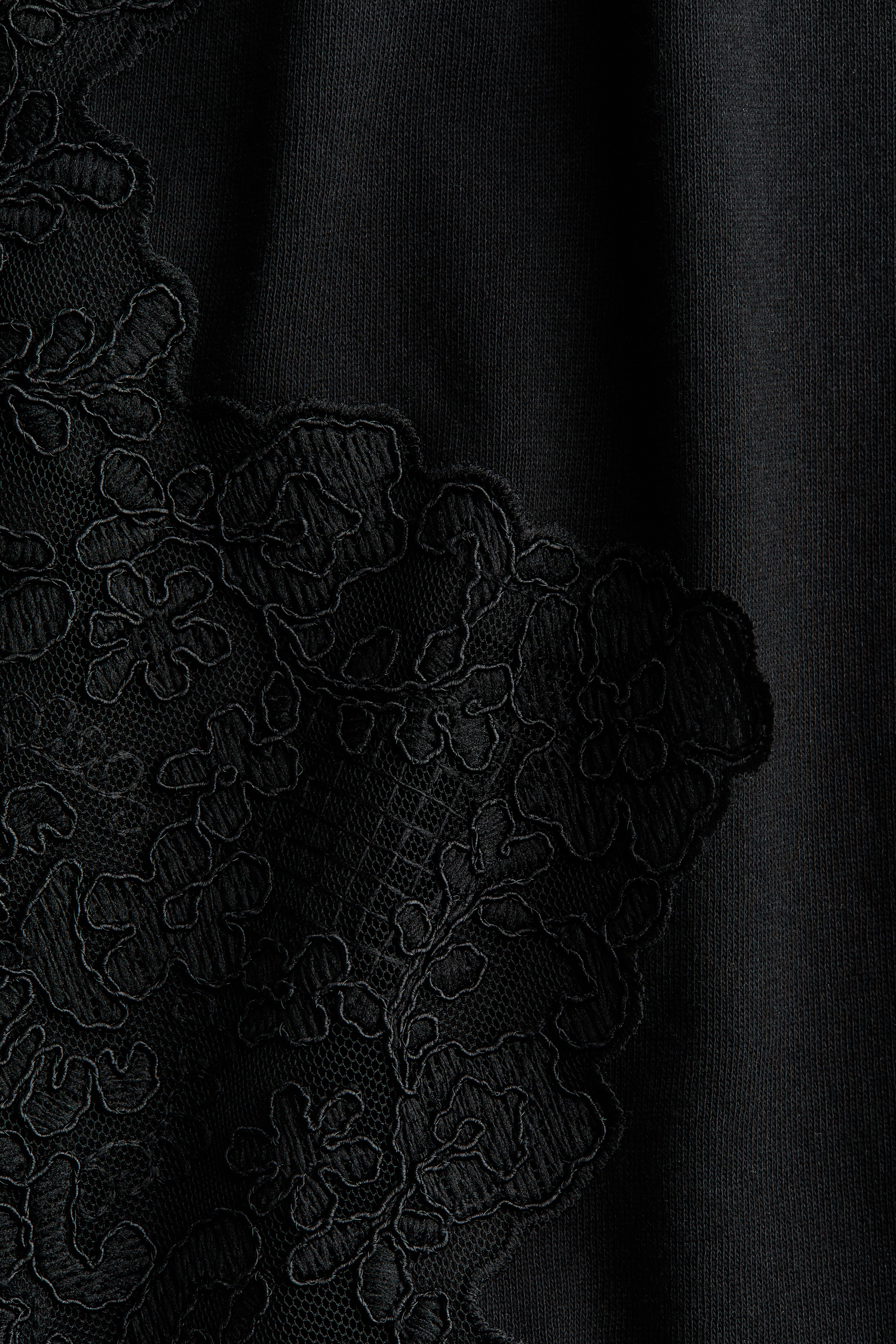 Lace-Inset Cotton T-Shirt