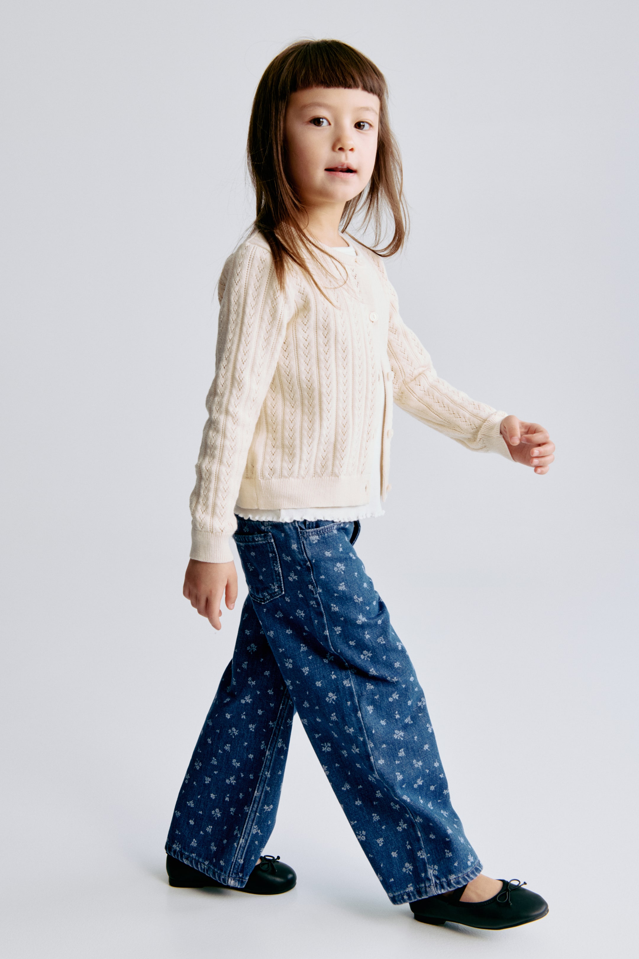 View larger image: Wide-Leg Jeans with Motif - Denim blue/floral - Kids | H&M PH 2