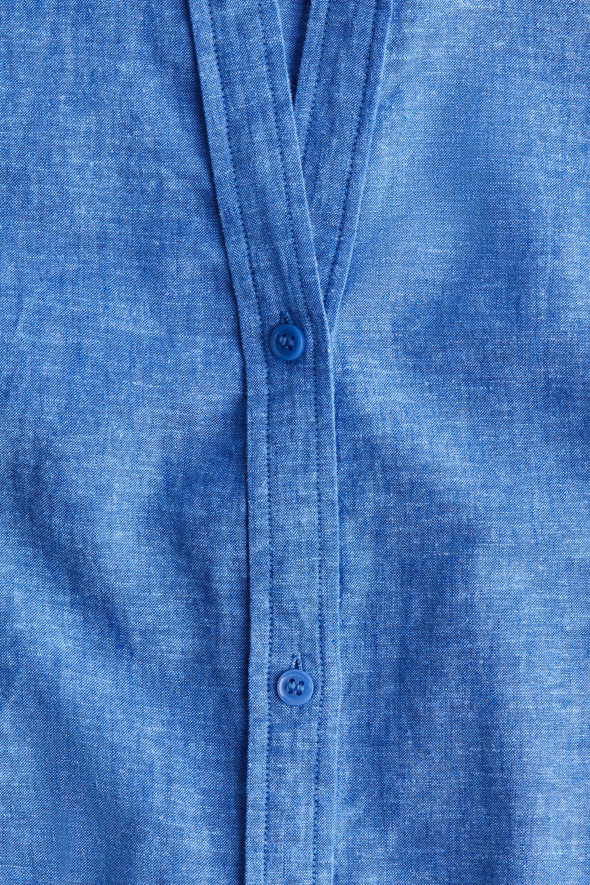 Women's Blue Linen-Blend Shirt Dress | H&M US