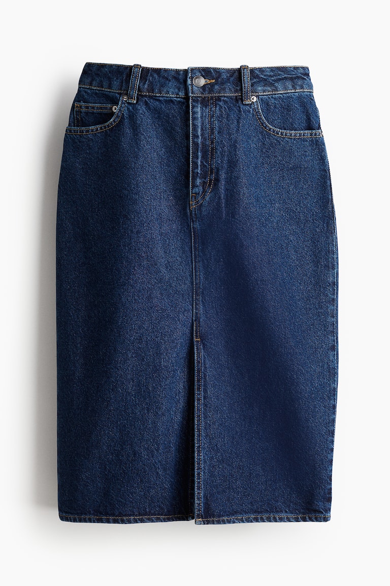 Knee-length denim skirt