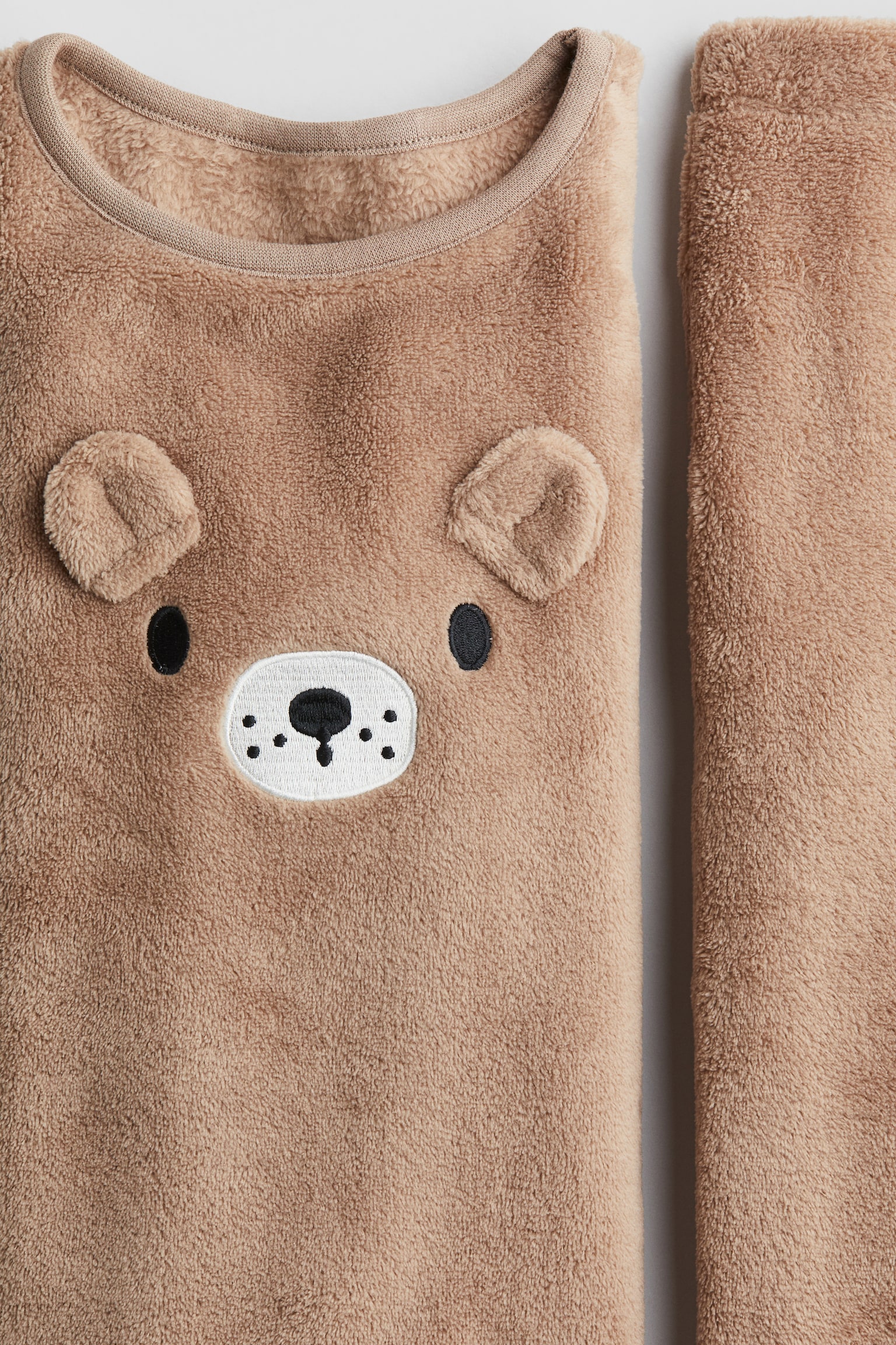 Appliquéd pile pyjamas - Brown/Teddy bear/Dusty pink/Reindeer - 2