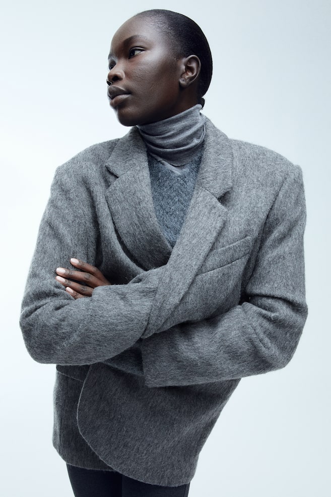 Oversized wool-blend blazer - Dark grey - 6