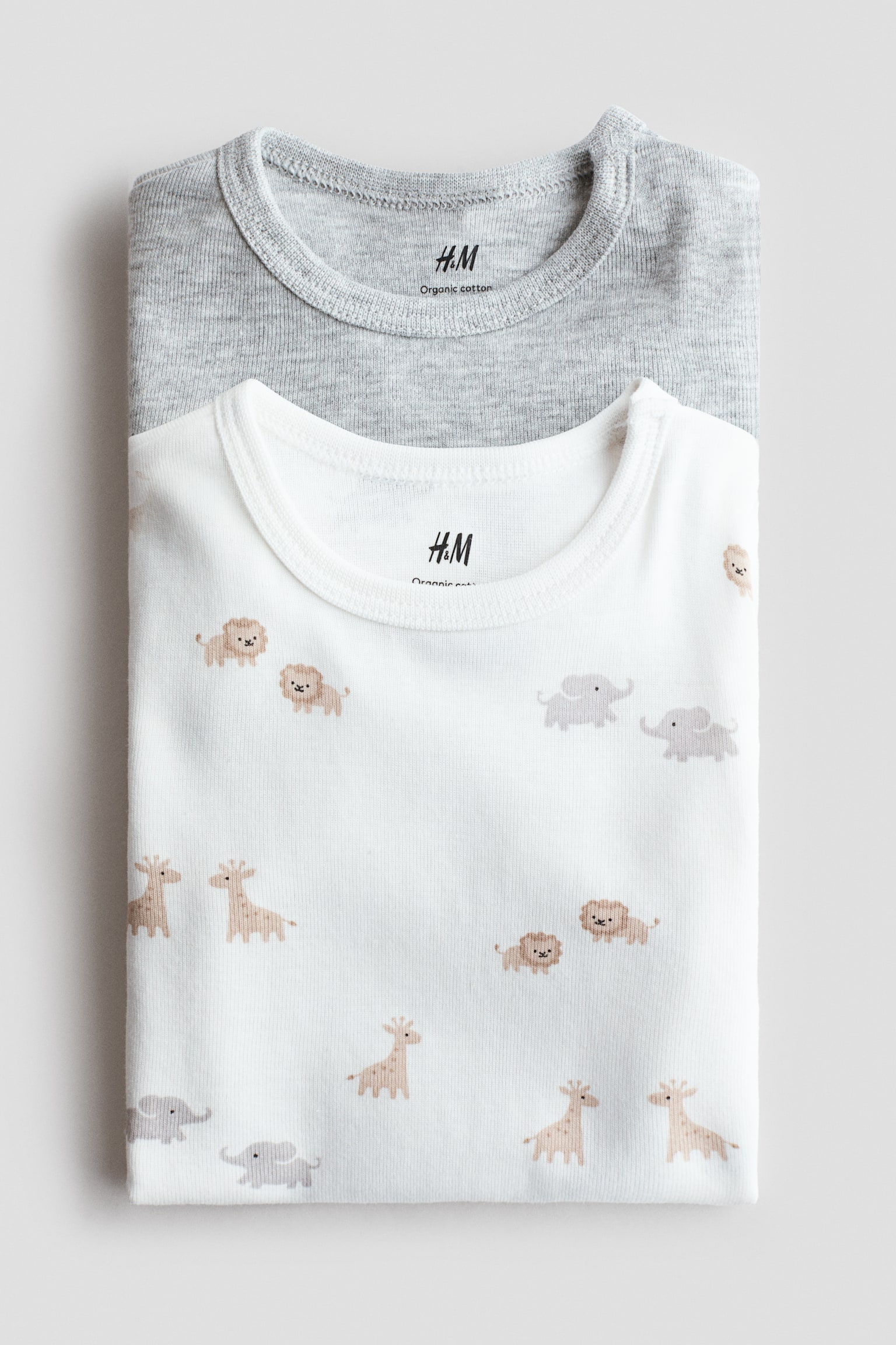 Set de 2 bodyuri de bumbac - Gri-deschis/animale/Bleumarin/alb - 2