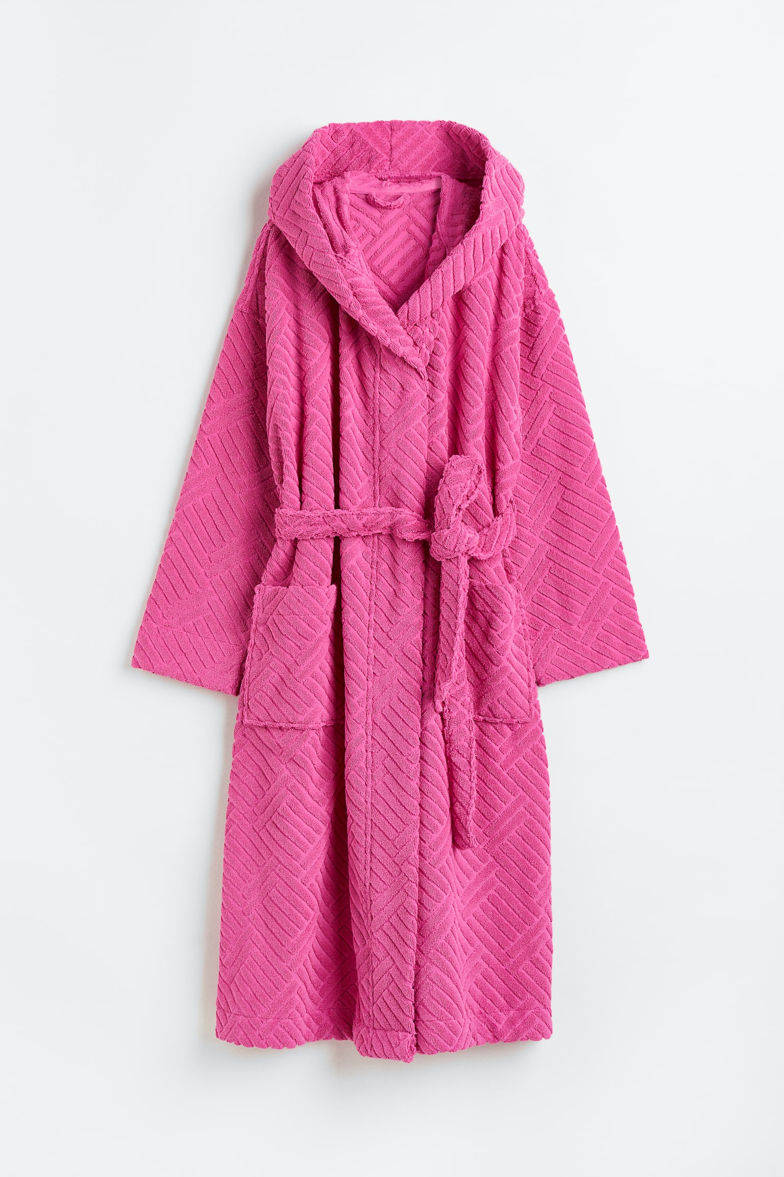 Hooded Terry Bathrobe - Pink/Pattern - 1