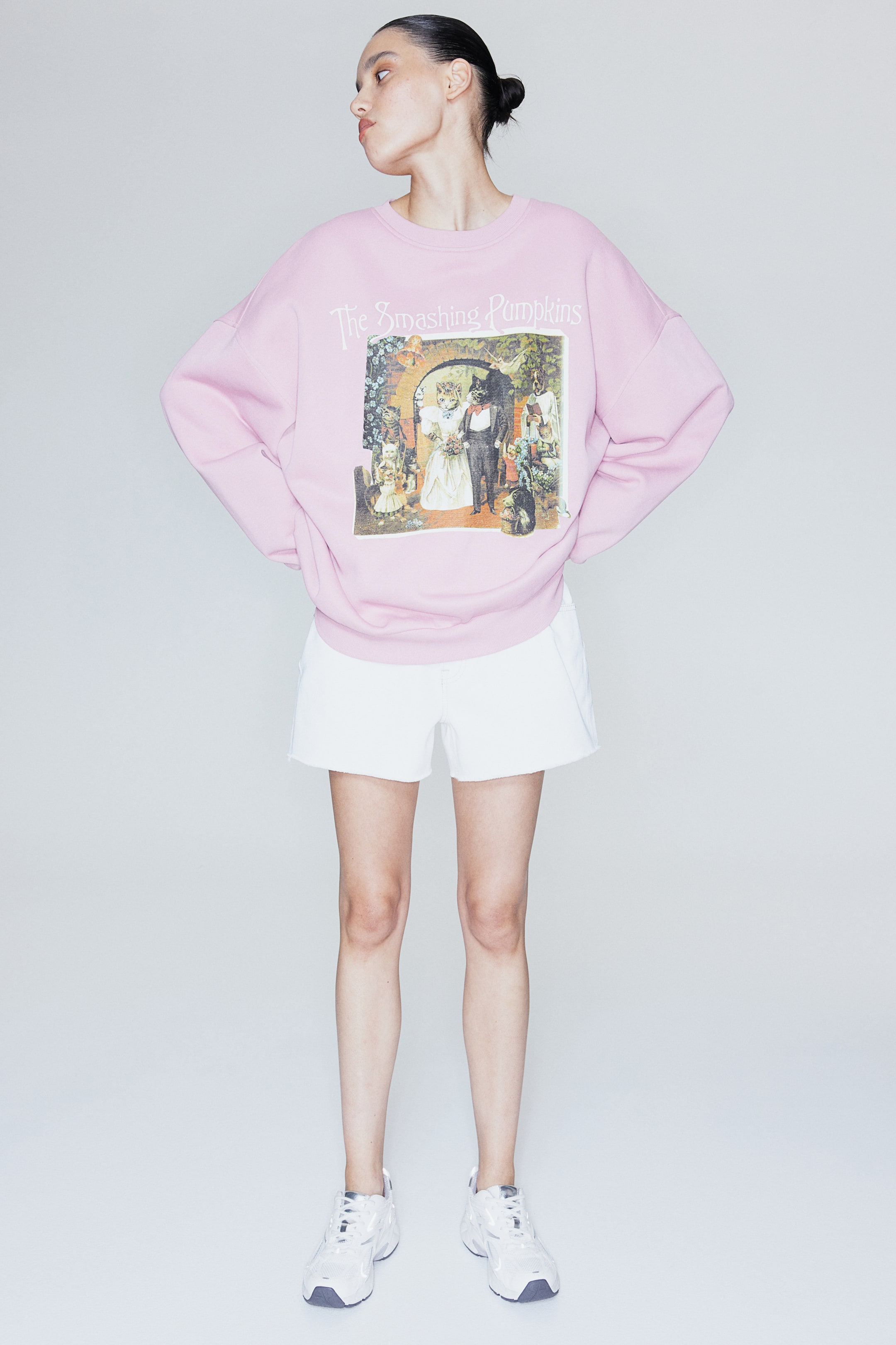 Oversized Printed Sweatshirt - Pink/The Smashing Pumpkins - Ladies | H&M US 2