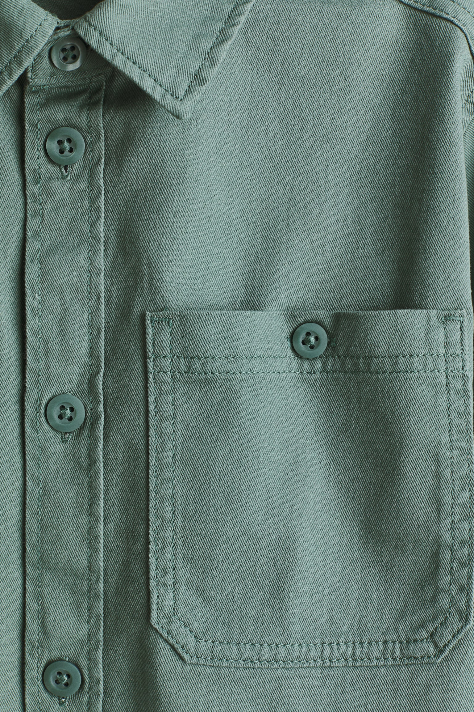 Cotton twill overshirt - Dusty green/Navy blue - 2