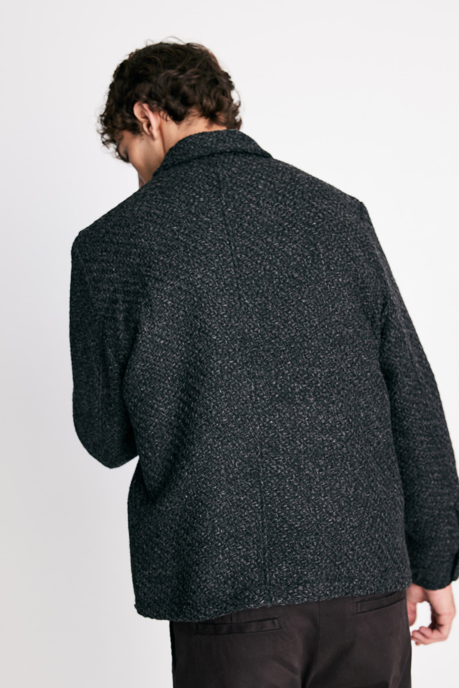 Regular Fit Tweed overshirt - Dark grey/Dark grey/Patterned - 8