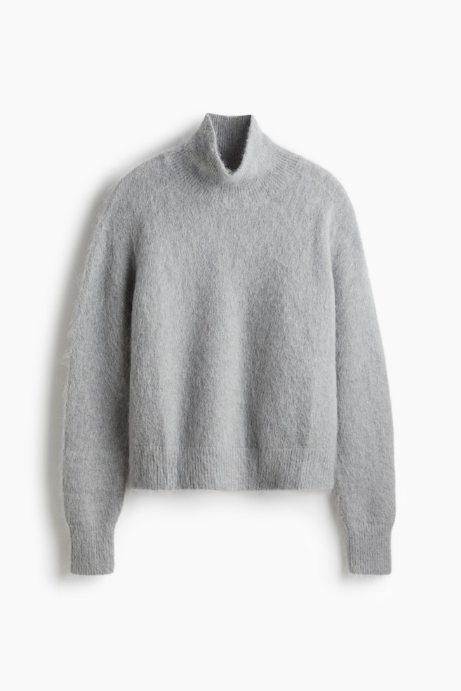 Mohair-blend turtleneck jumper - Light grey - 1